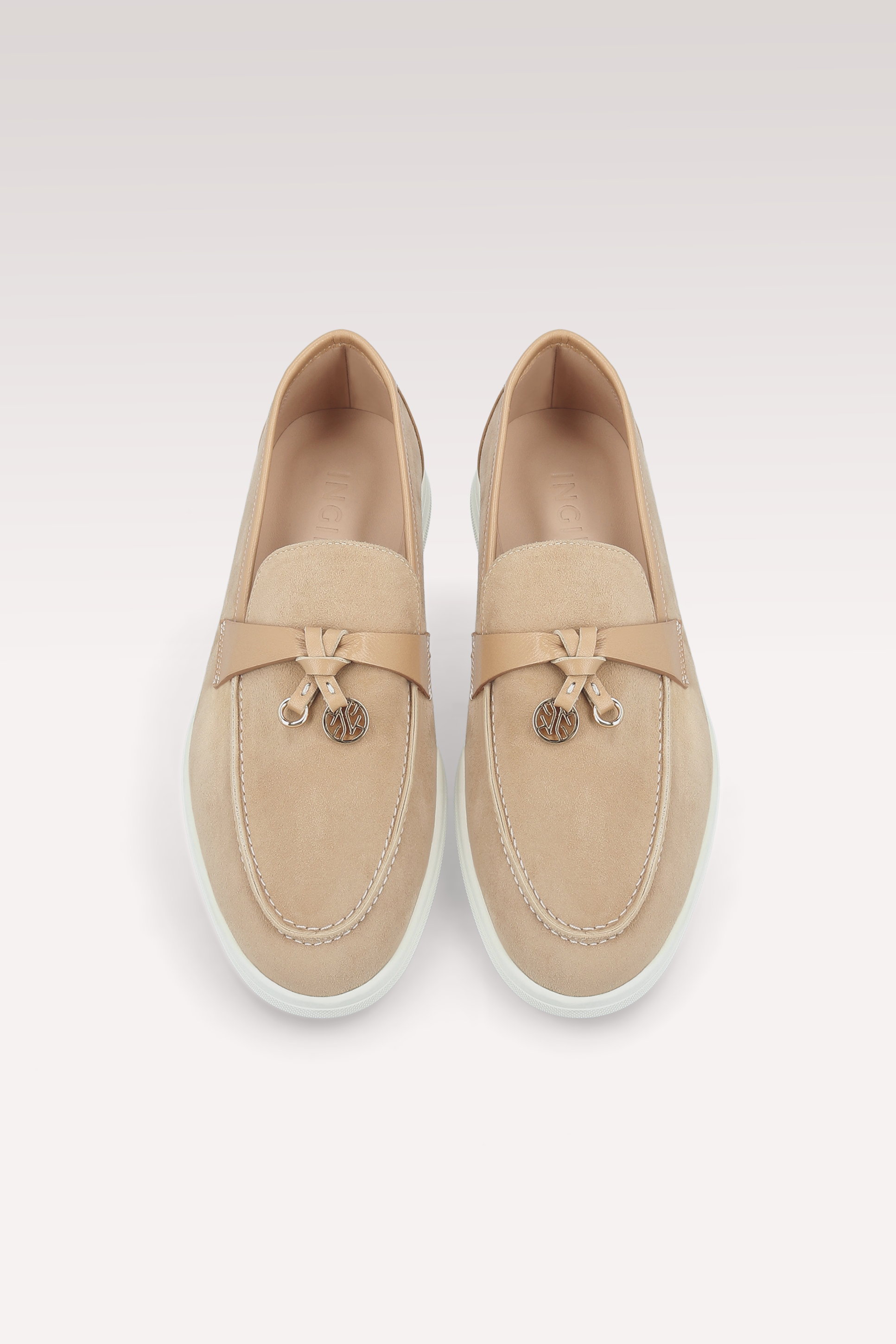 PRIVE NUDE SUEDE AND LEATHER LOAFERS