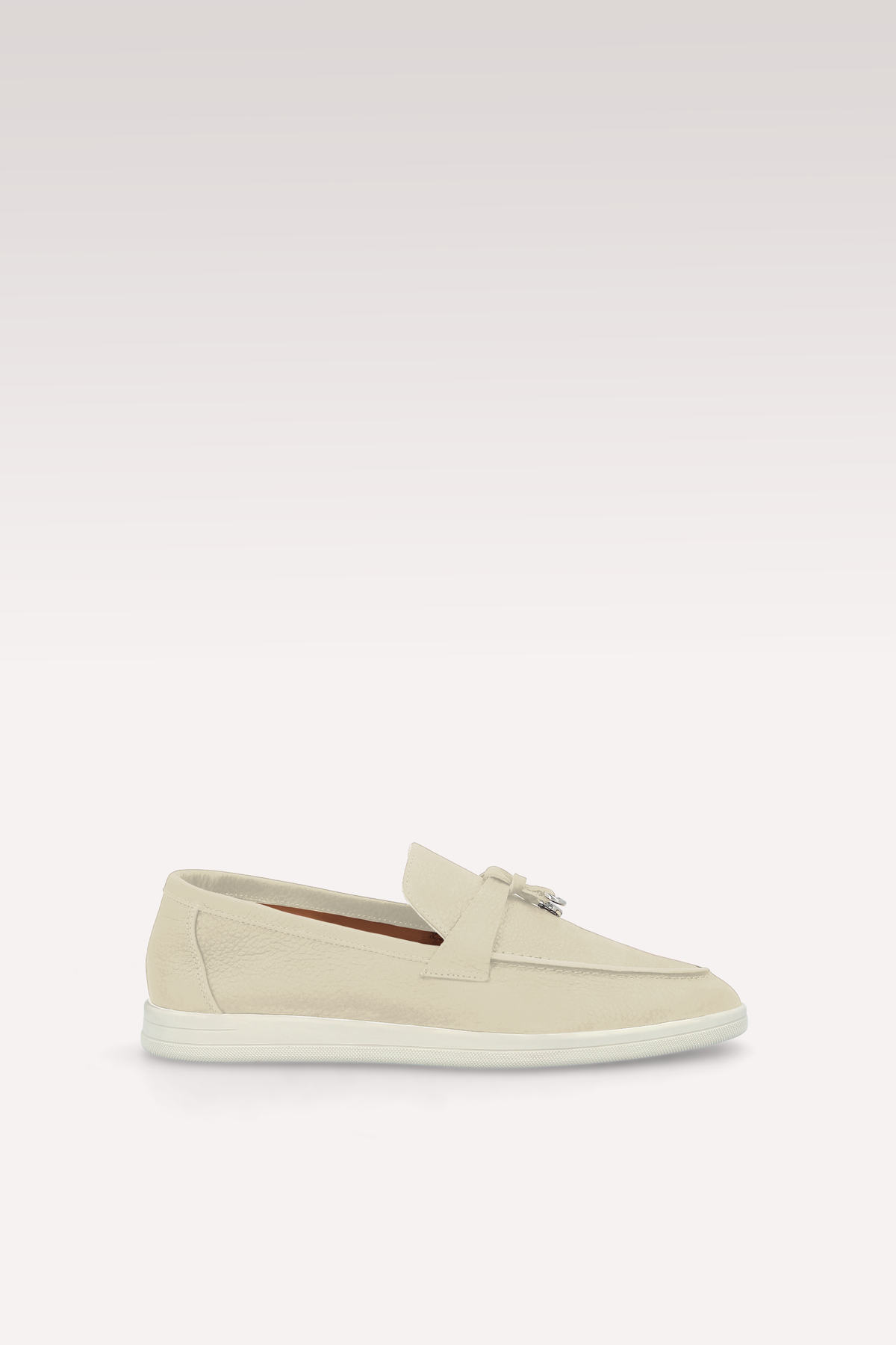 PRIVE OFF WHITE GRAIN LEATHER LOAFERS
