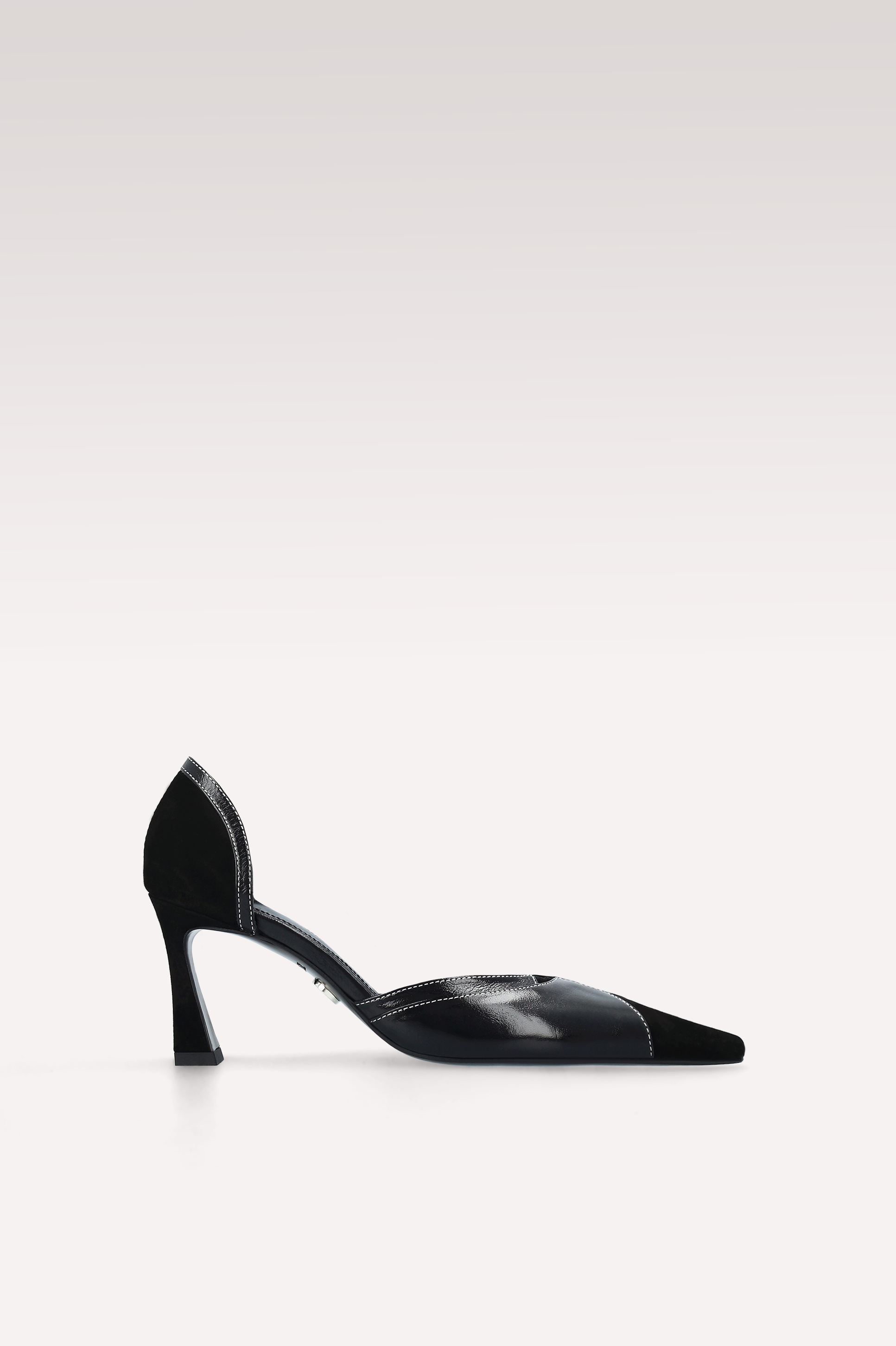 MERYL BLACK SUEDE AND LEATHER PUMPS WITH WHITE STITCHING