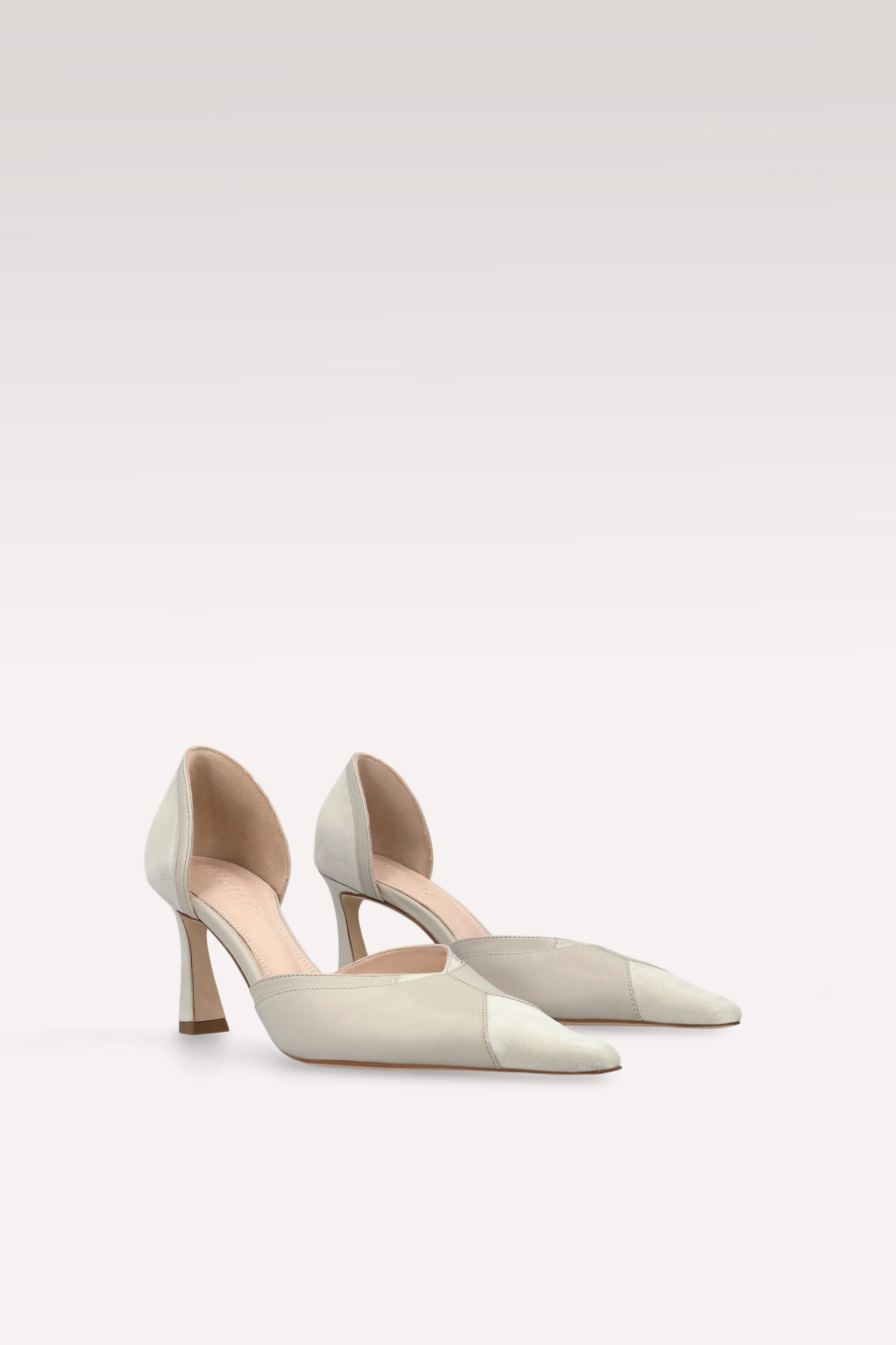 MERYL OFF-WHITE SUEDE AND LEATHER PUMPS