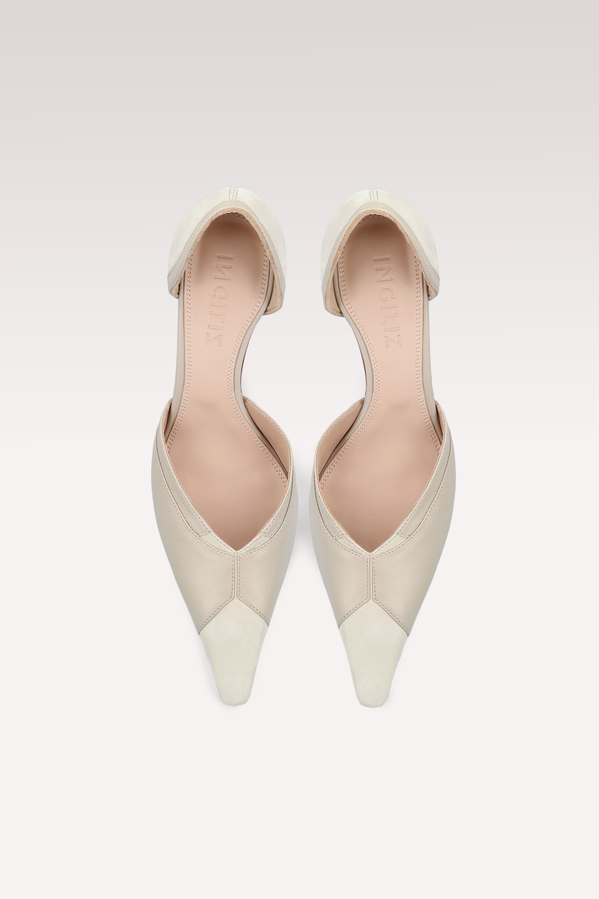 MERYL OFF-WHITE SUEDE AND LEATHER PUMPS