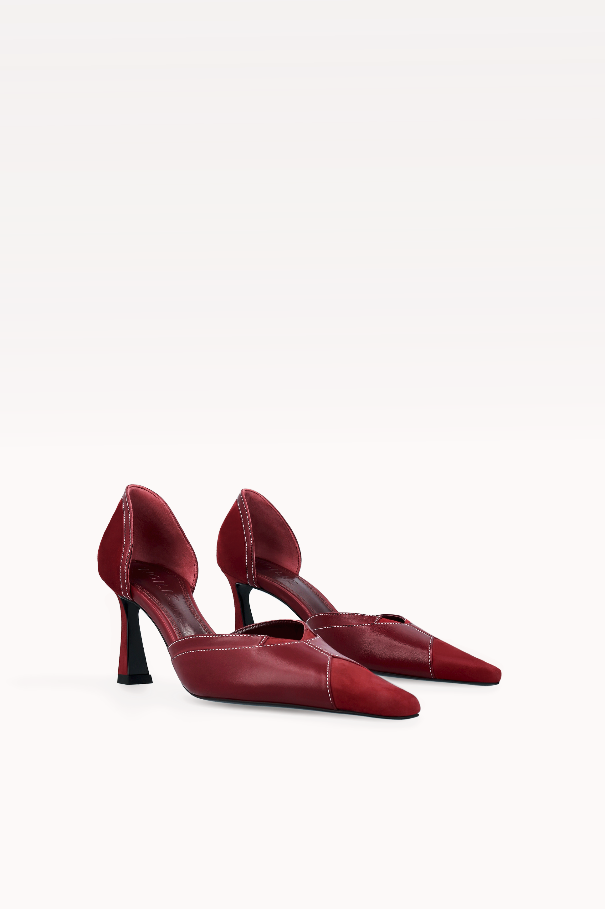 MERYL BORDEAUX SUEDE AND LEATHER PUMPS