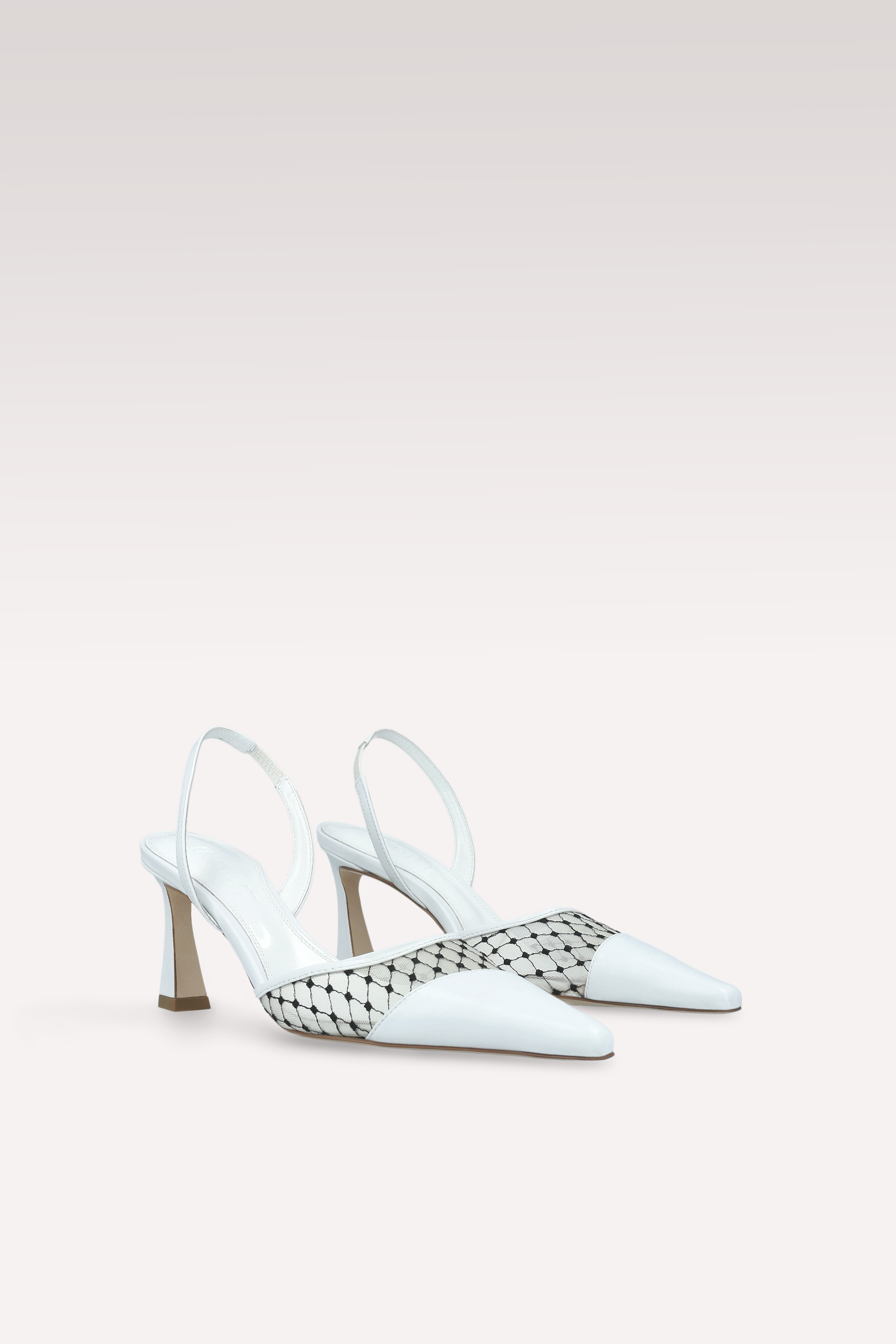NICOLE SLINGBACK IN PELLE BIANCA E MESH NERO