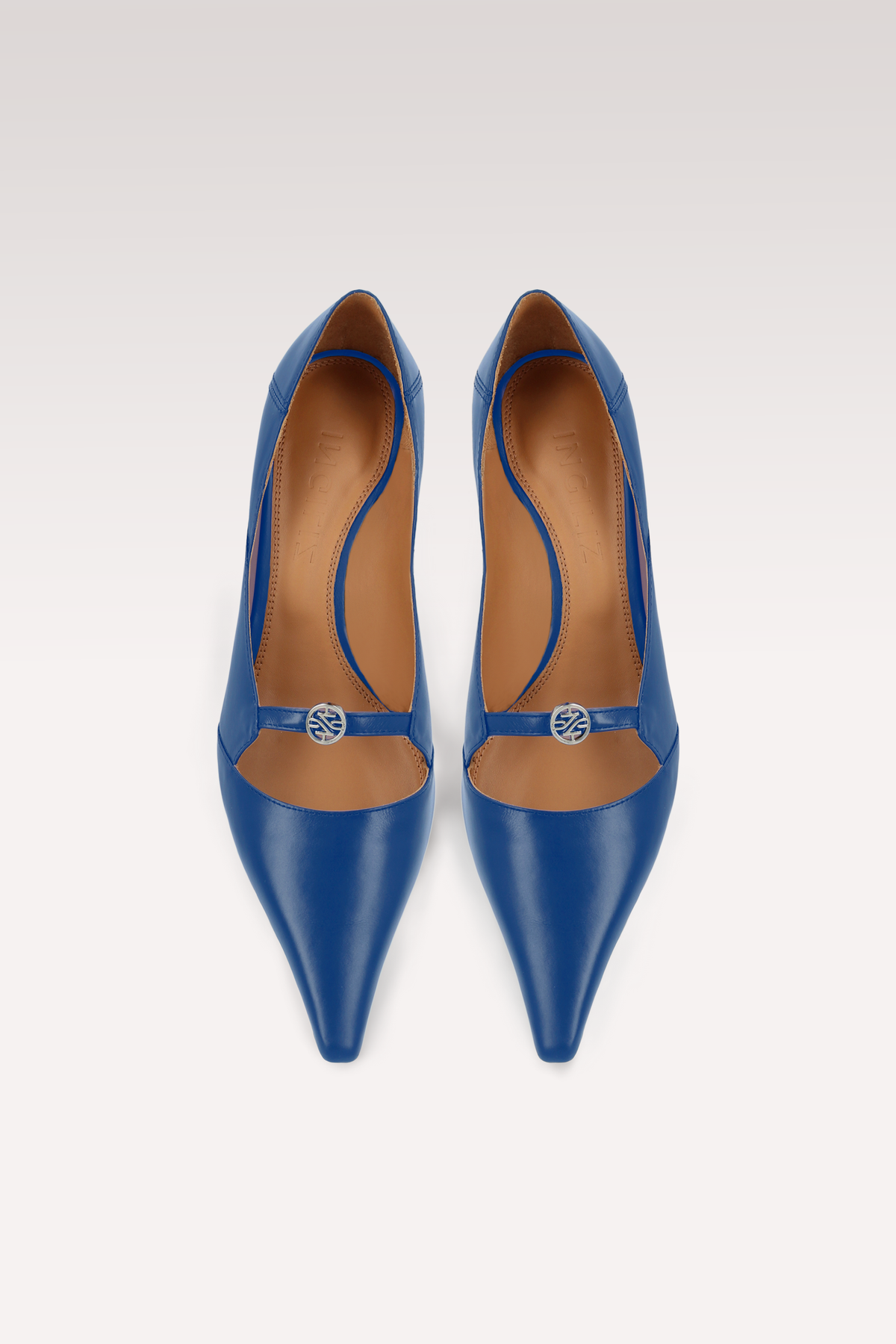 AURA INK BLUE LEATHER PUMPS