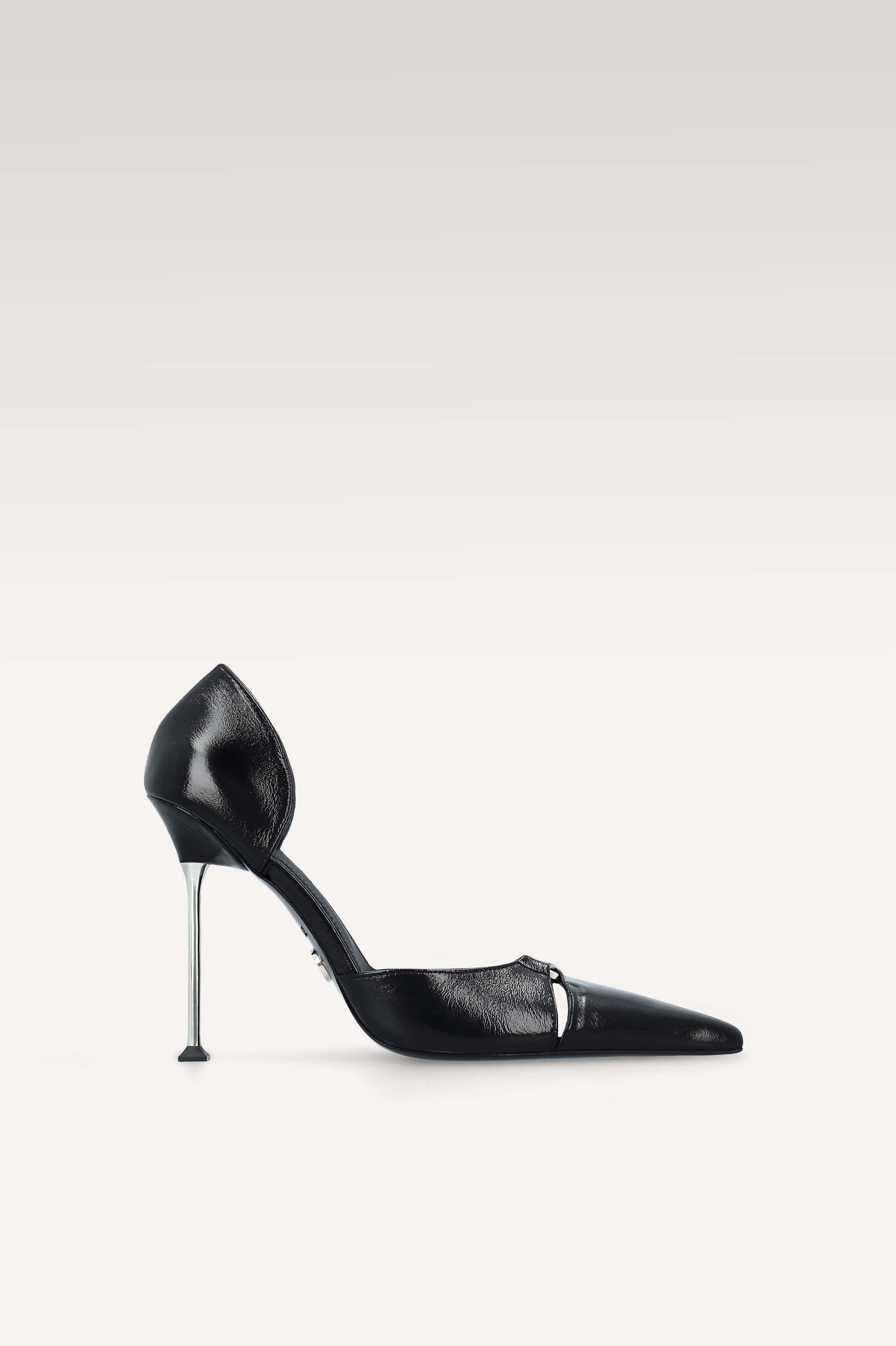 CHARLIZE BLACK CREASED SHINY LEATHER PUMPS