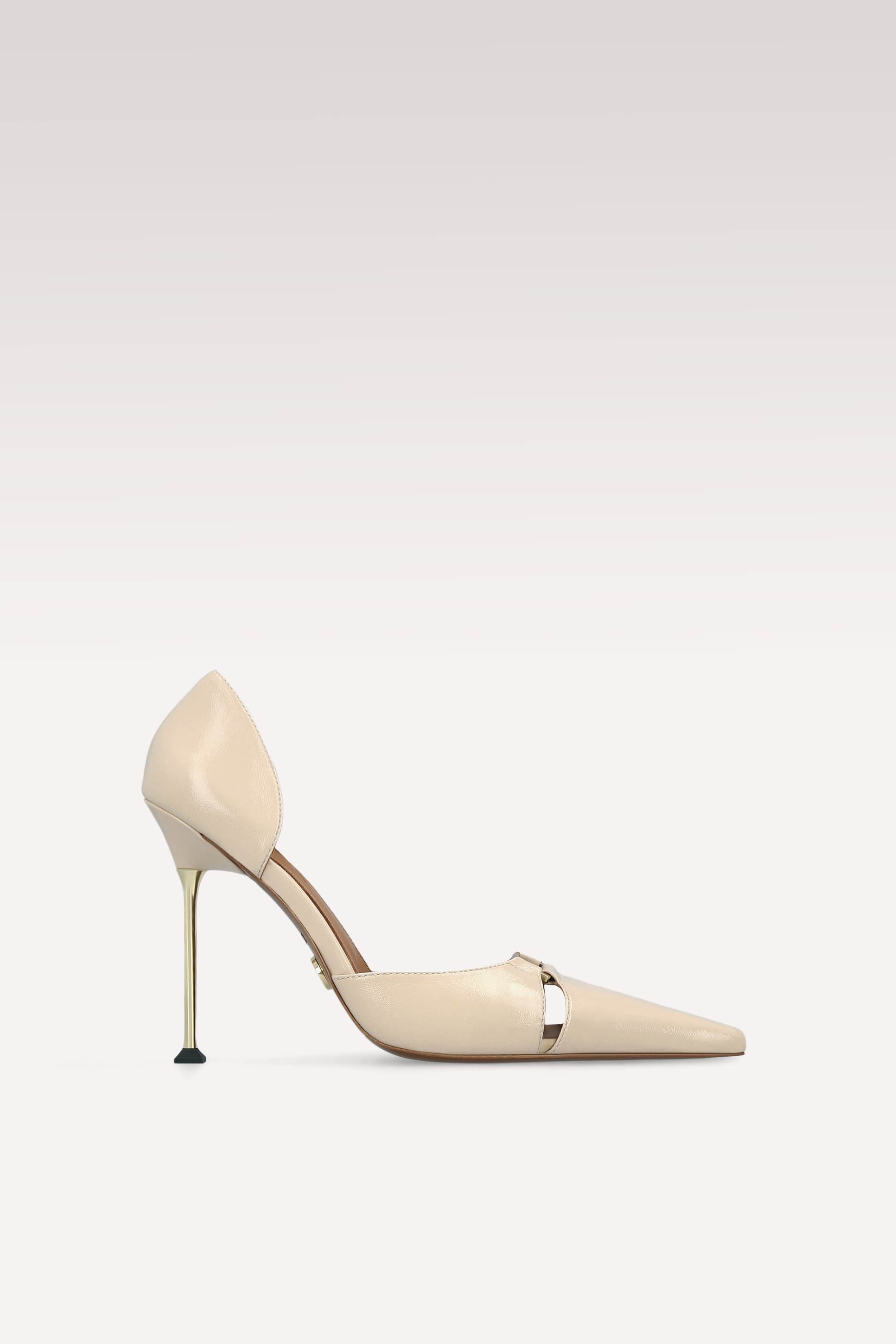 CHARLIZE BEIGE CREASED SHINY LEATHER PUMPS