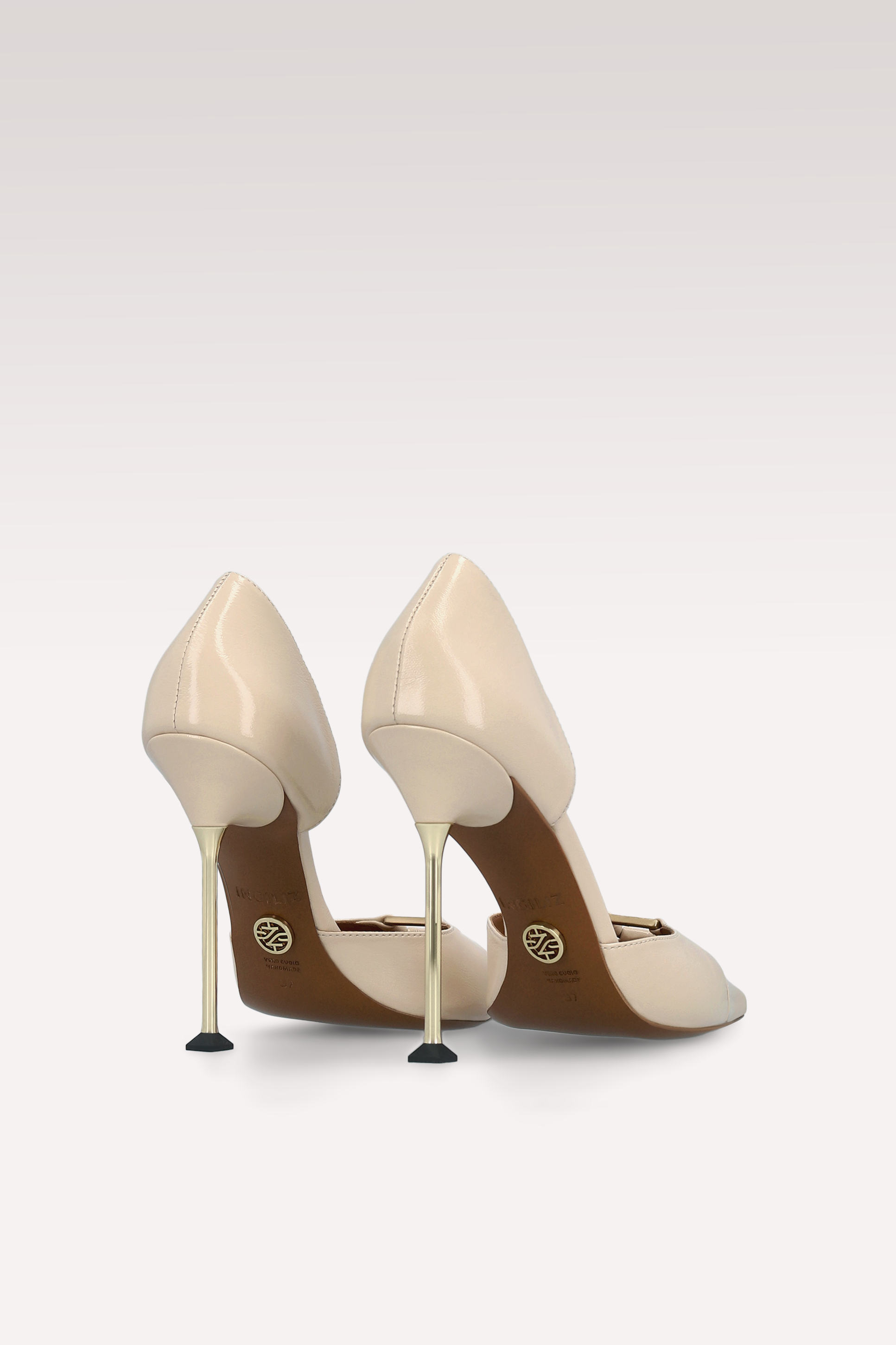 CHARLIZE BEIGE CREASED SHINY LEATHER PUMPS