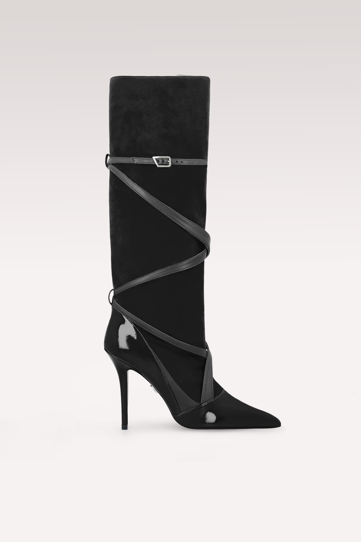 ATLAS BLACK PATENT LEATHER, SUEDE AND NAPPA BOOTS