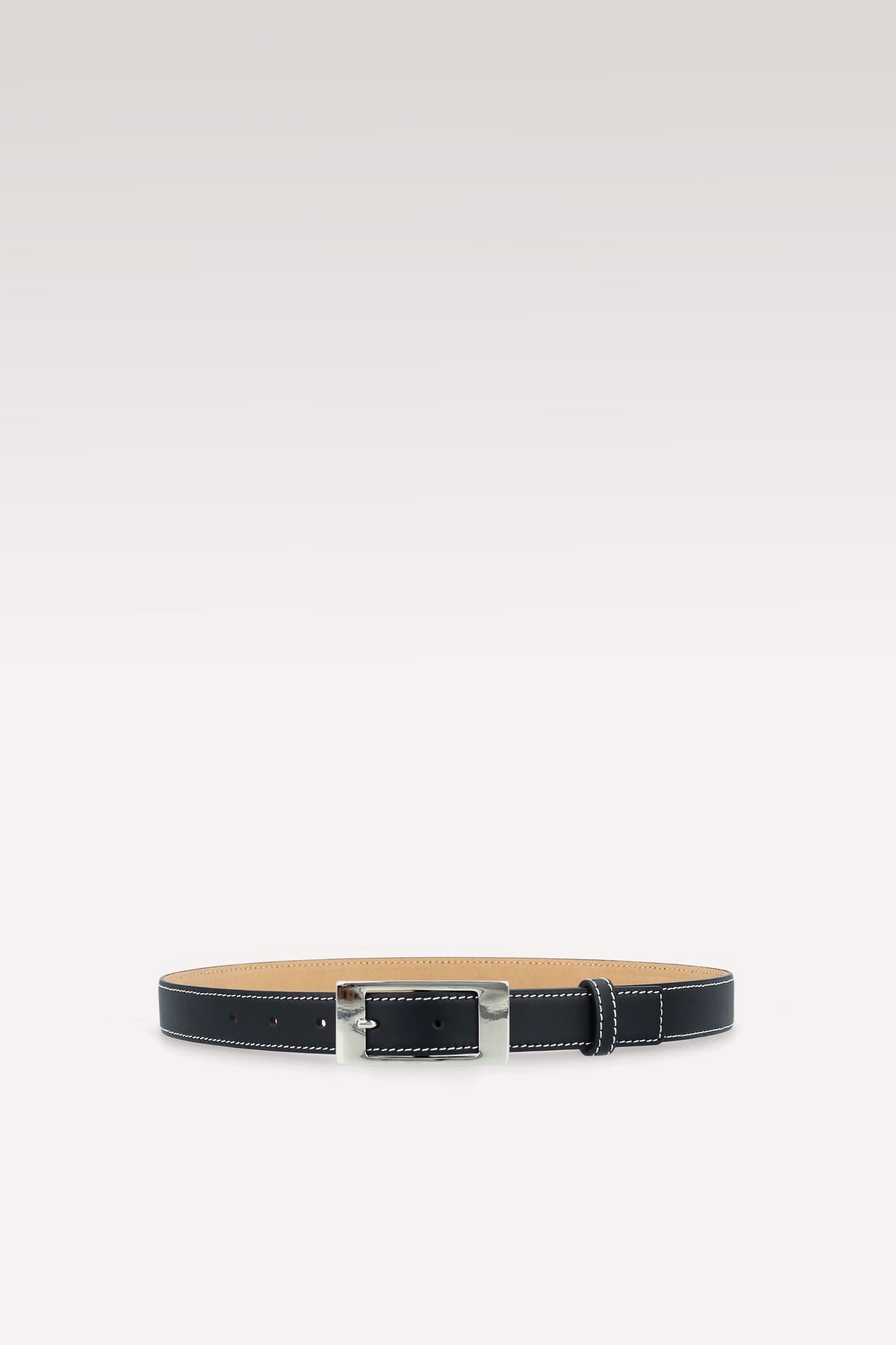 VESPER PUMPS AND ELIRA BLACK LEATHER BELT WITH WHITE STITCHING