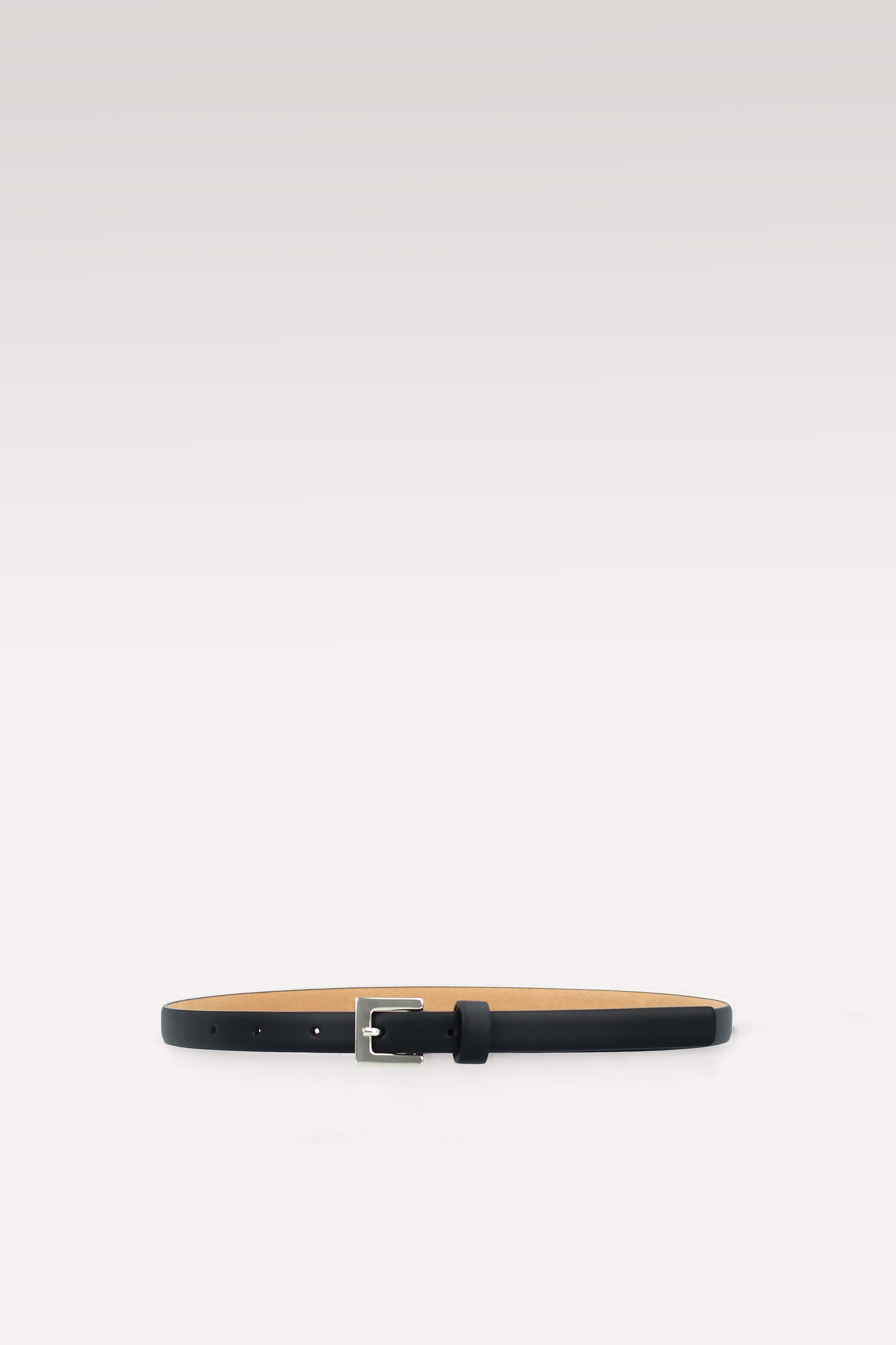 CARINA 15 MM SILVER BUCKLE AND BLACK LEATHER BELT