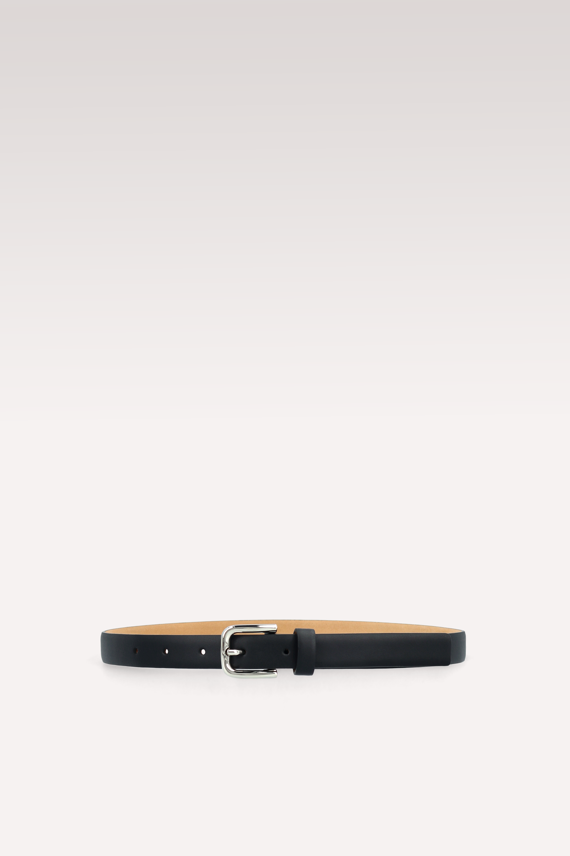 NERINA 20 MM SILVER BUCKLE AND BLACK LEATHER BELT