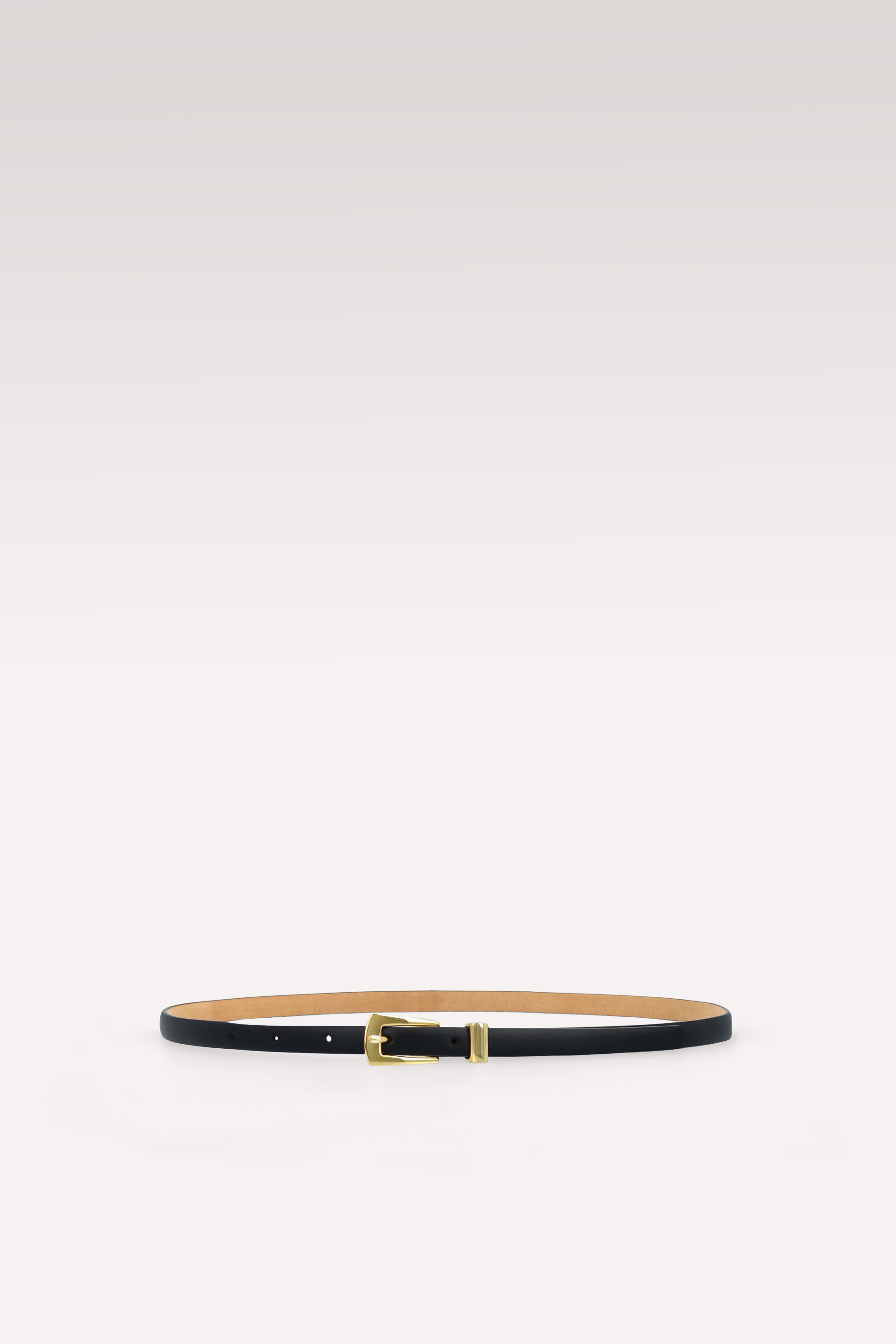 RENATA 10 MM GOLD BUCKLE AND BLACK LEATHER BELT