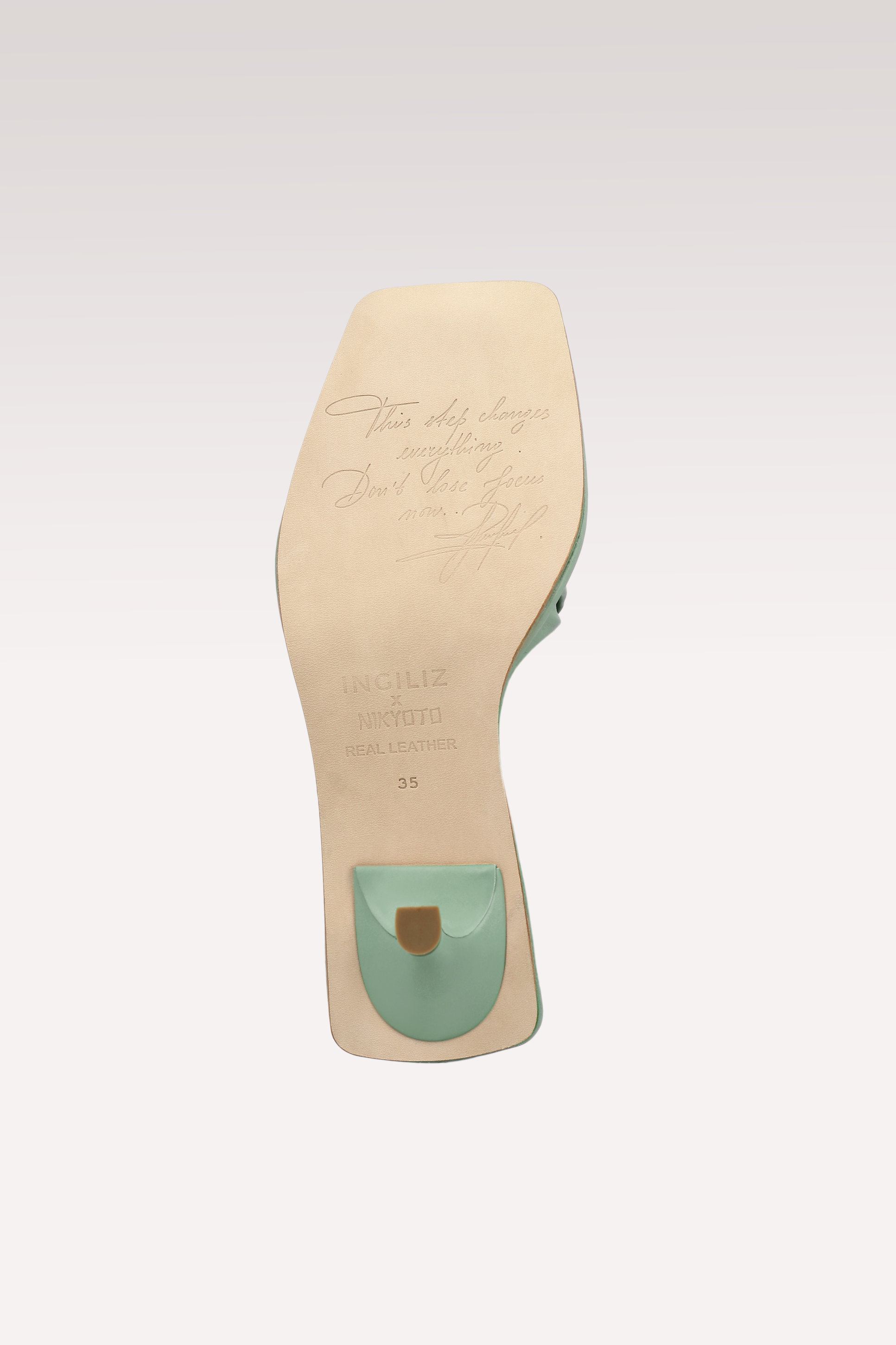 ZORI MINT LEATHER MULES