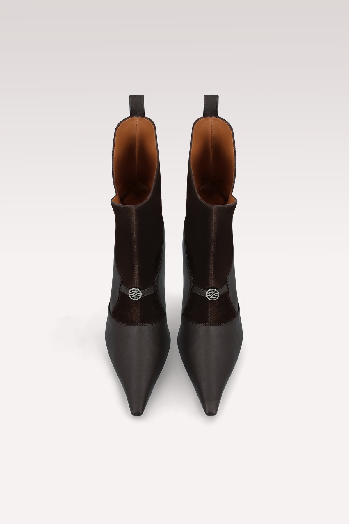 ELIN CHOCOLATE BROWN LEATHER AND SUEDE ANKLE BOOTS