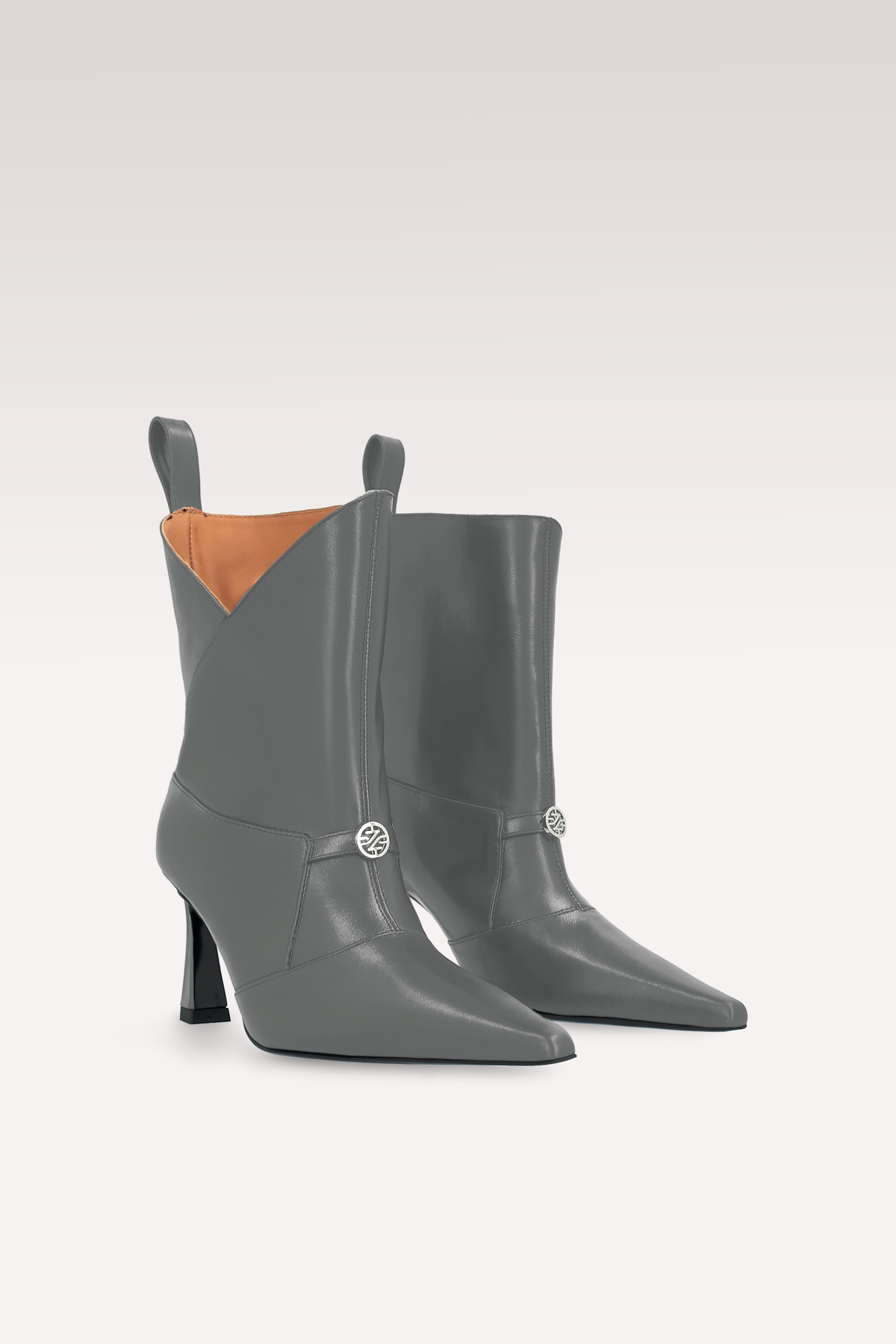 ELIN GREY LEATHER ANKLE BOOTS