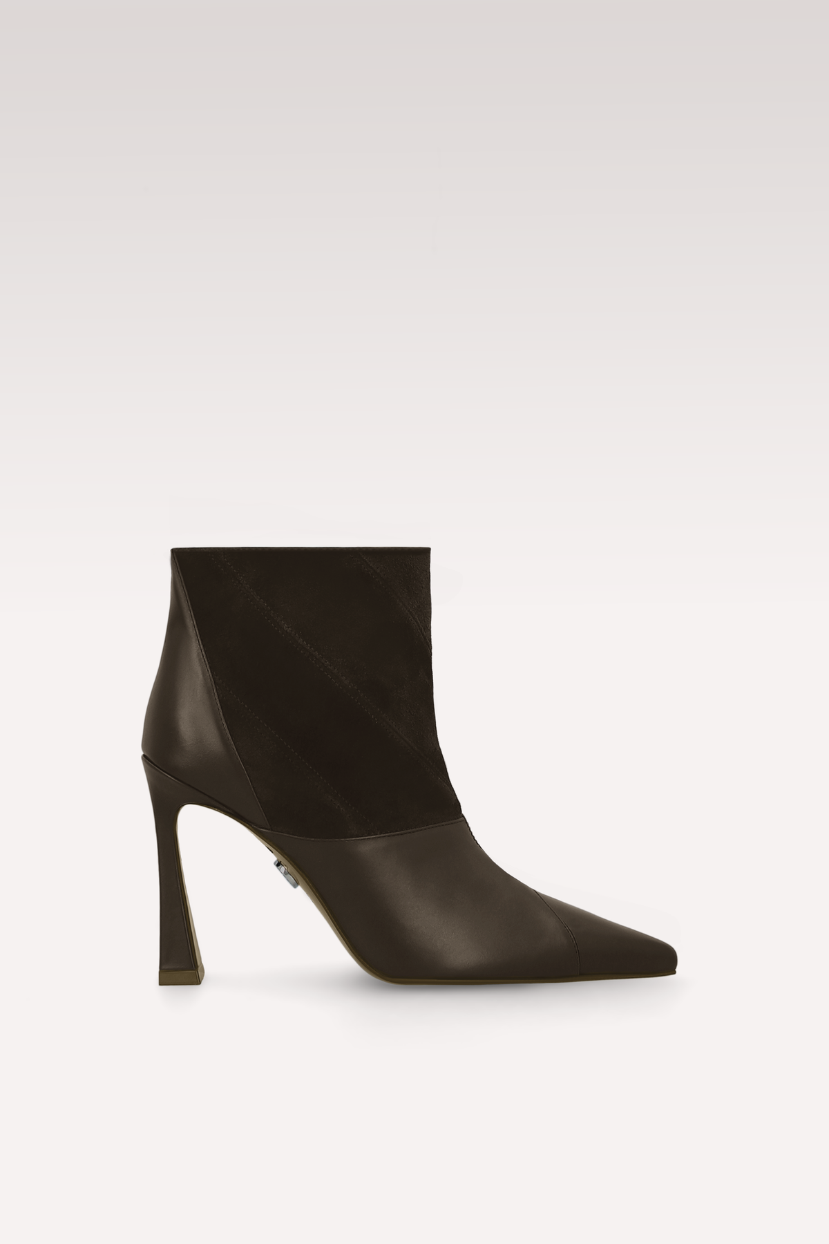 SYRA CHOCOLATE BROWN LEATHER AND SUEDE ANKLE BOOTS