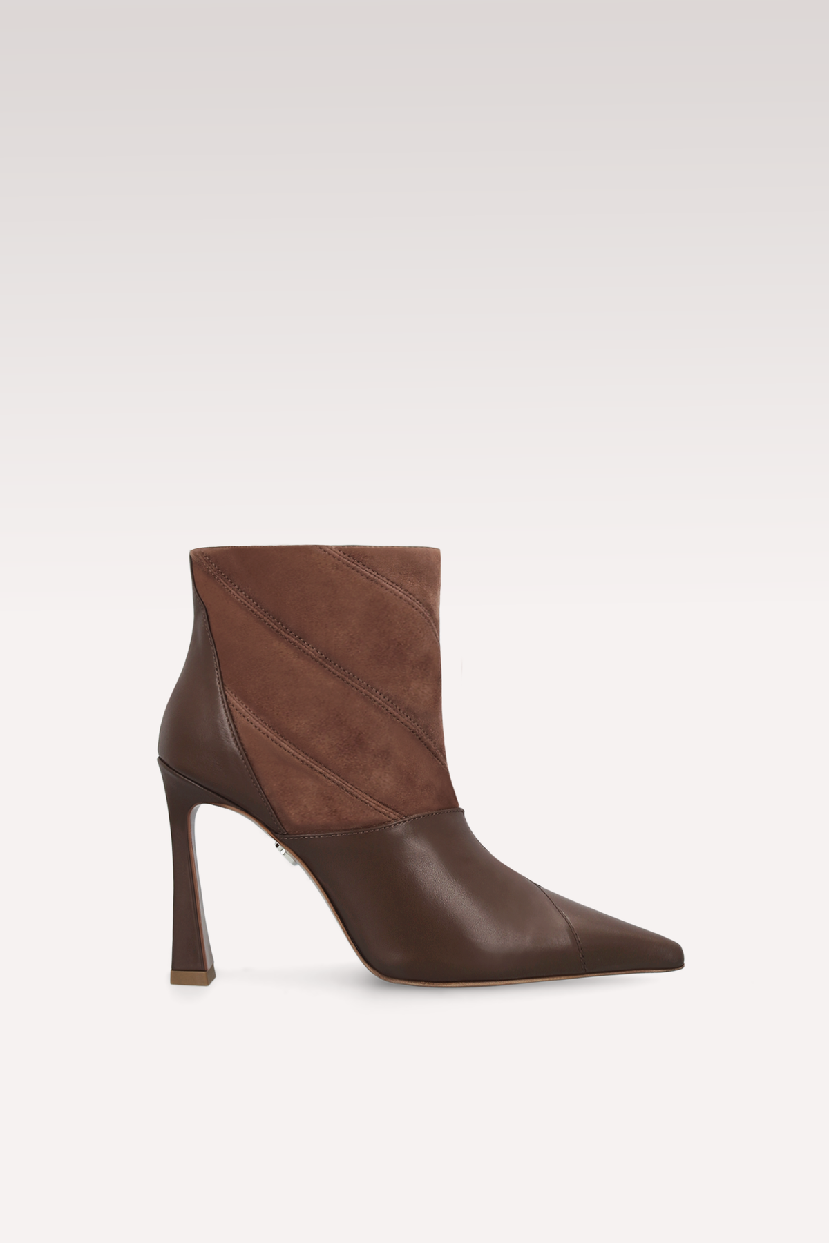 SYRA CHOCOLATE BROWN LEATHER AND SUEDE ANKLE BOOTS