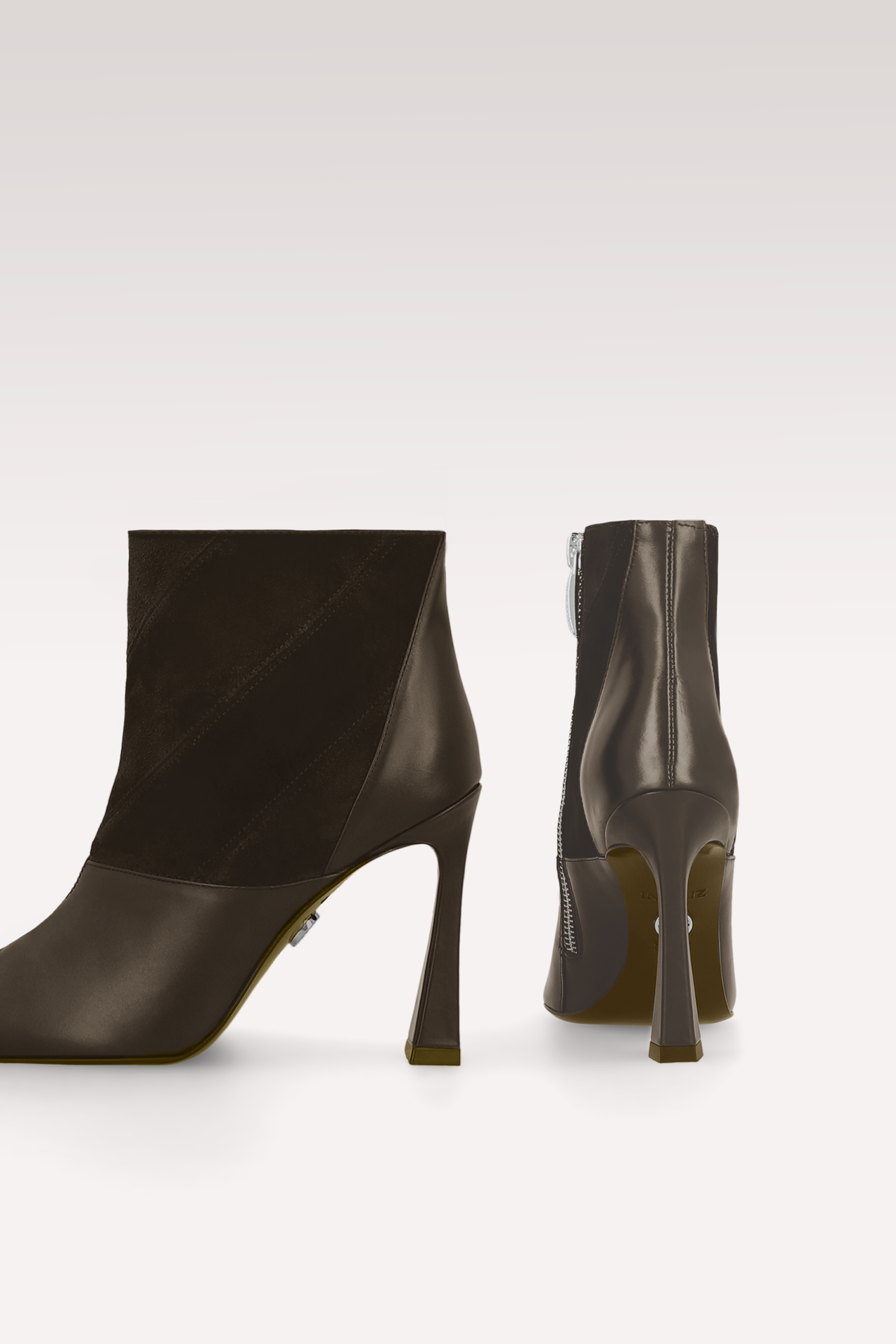 SYRA CHOCOLATE BROWN LEATHER AND SUEDE ANKLE BOOTS
