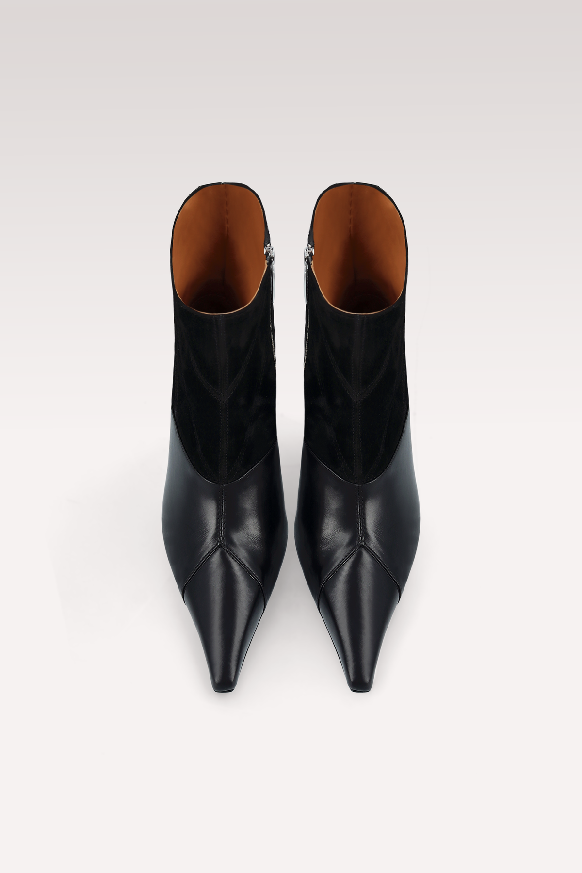 SYRA BLACK LEATHER AND SUEDE ANKLE BOOTS