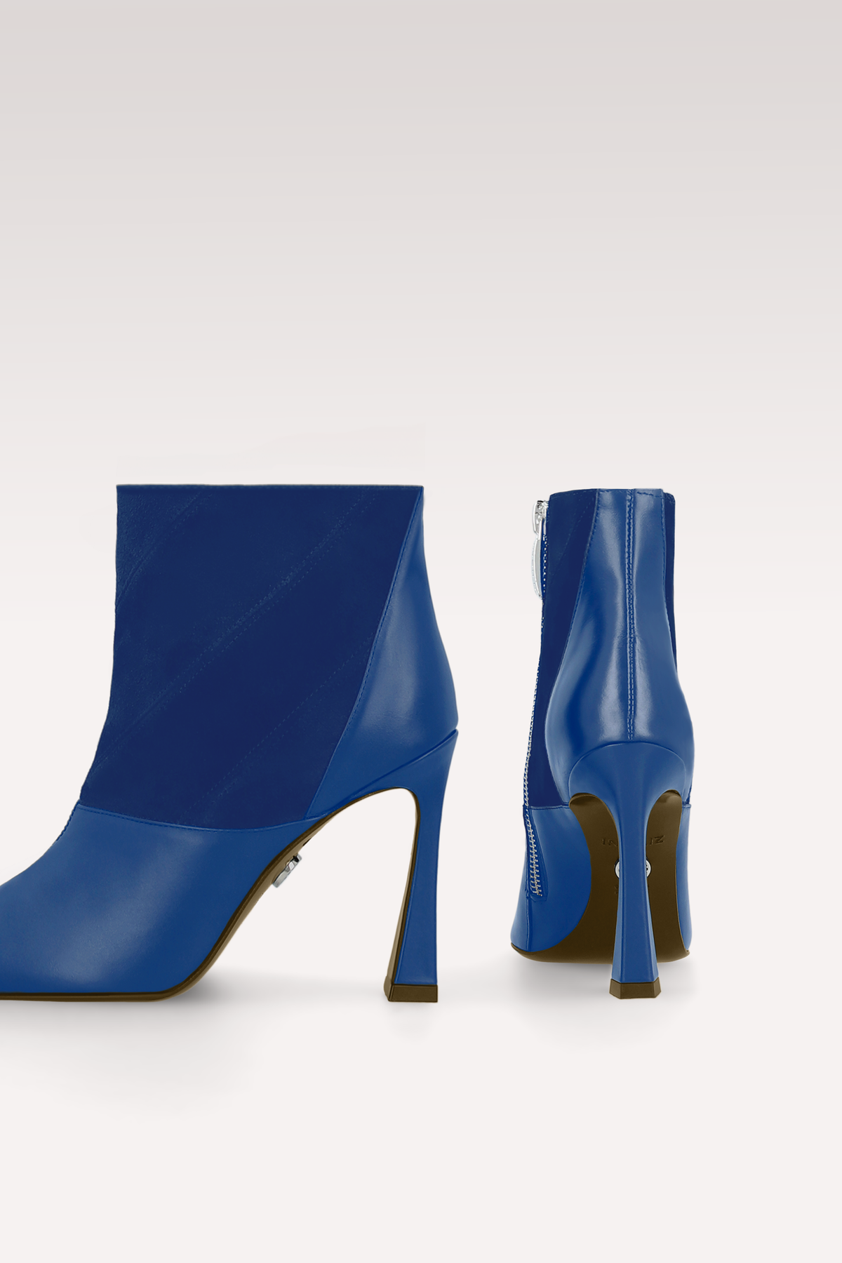 SYRA INK BLUE LEATHER AND SUEDE ANKLE BOOTS