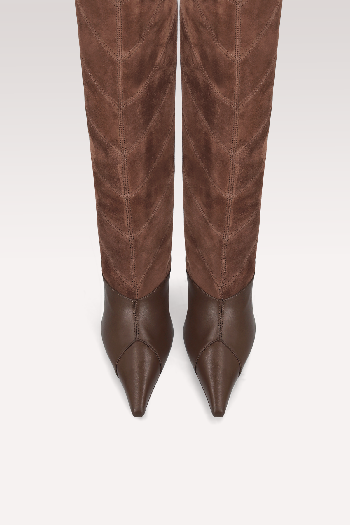 KALIS CHOCOLATE BROWN LEATHER AND SUEDE BOOTS