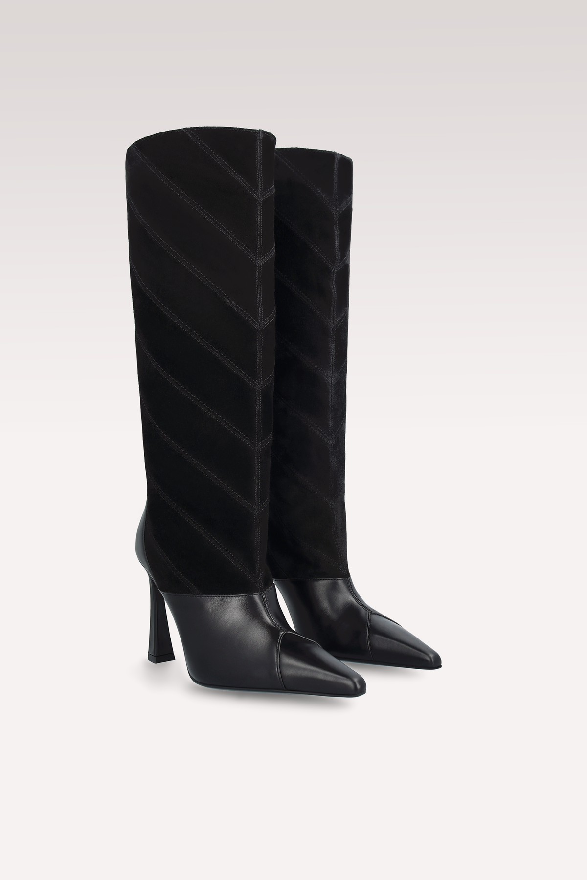 KALIS BLACK LEATHER AND SUEDE BOOTS