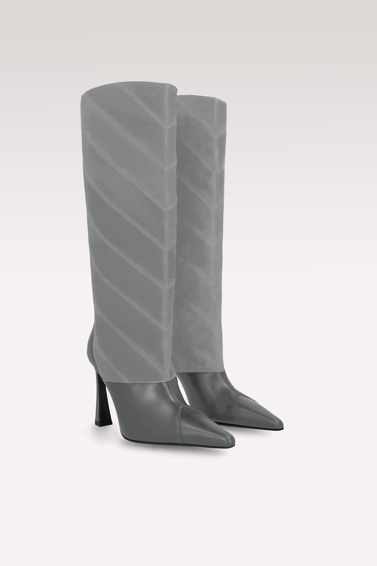 KALIS GREY LEATHER AND SUEDE BOOTS