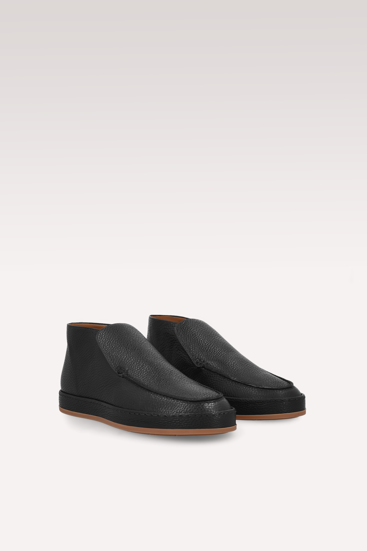 ROMEO BLACK GRAIN LEATHER ANKLE BOOTS