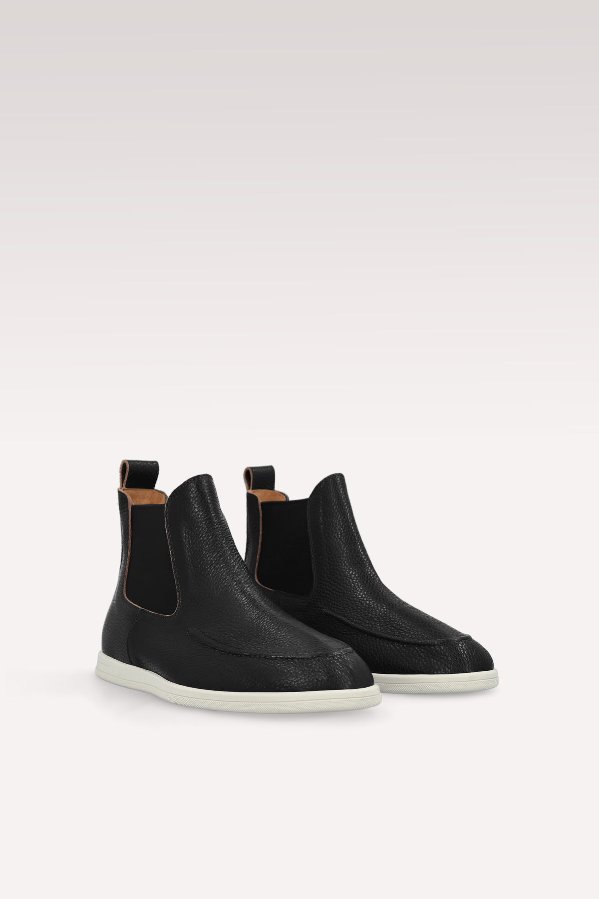 VITO BLACK GRAIN LEATHER ANKLE BOOTS