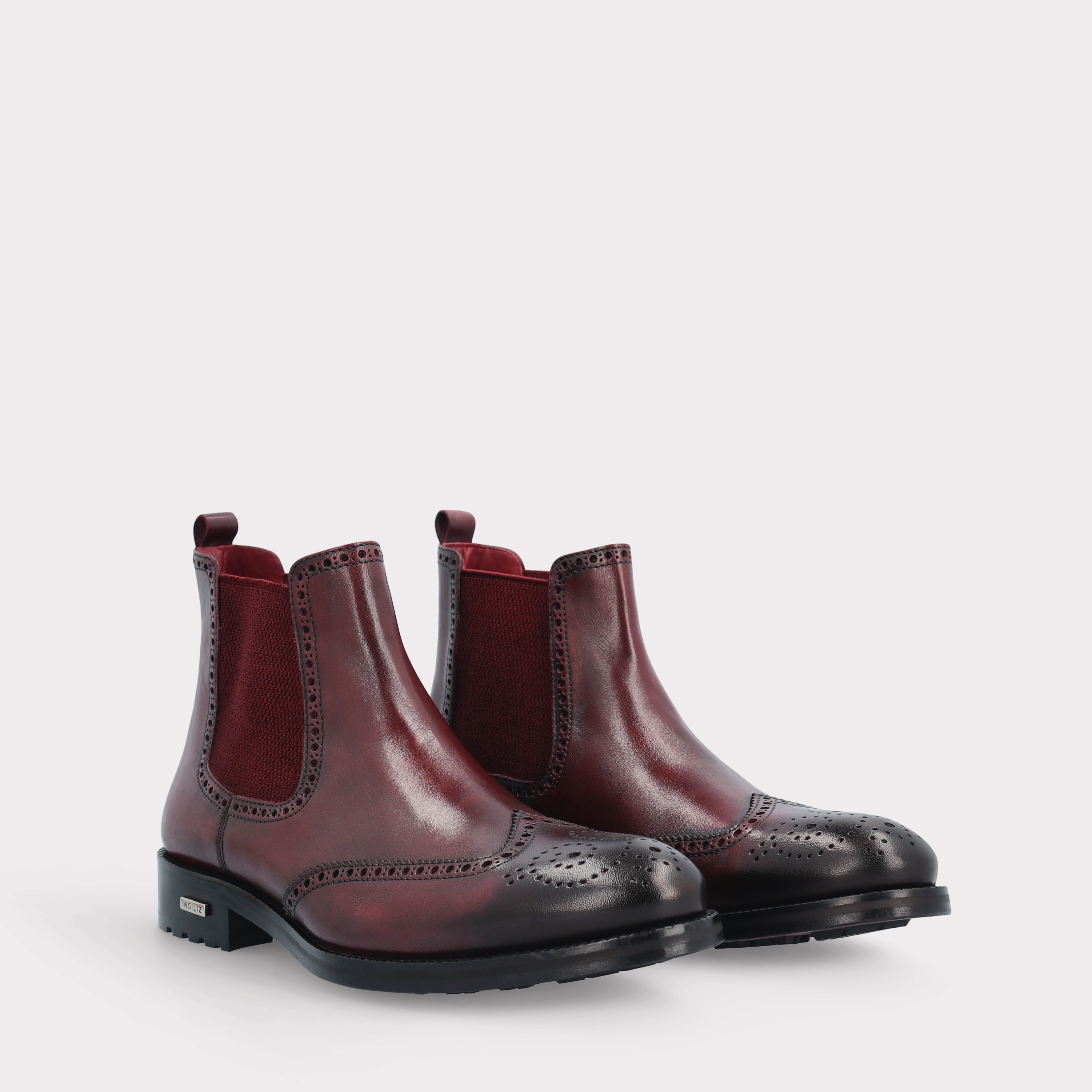 MODENA 01 bordeaux leather chelsea boots with bordeaux elastic