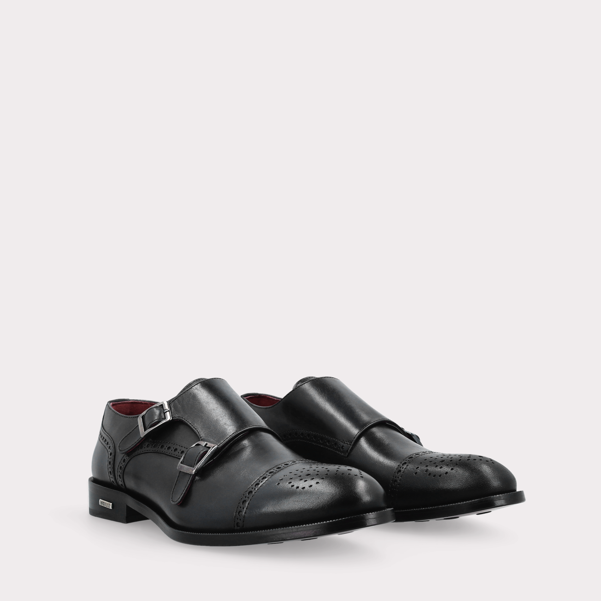TRENTO 01 black leather monk strap shoes
