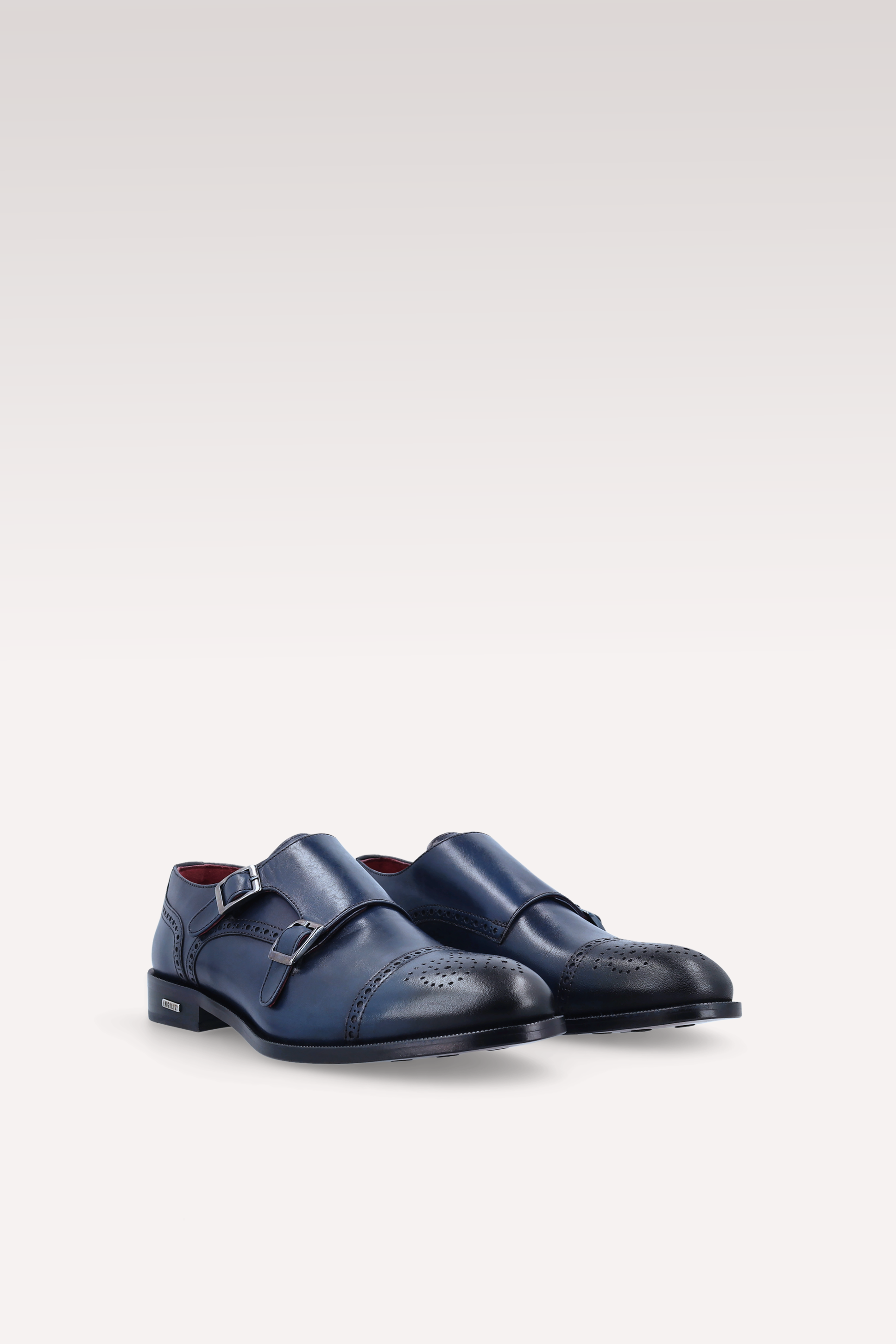 TRENTO 01 dark blue leather monk strap shoes