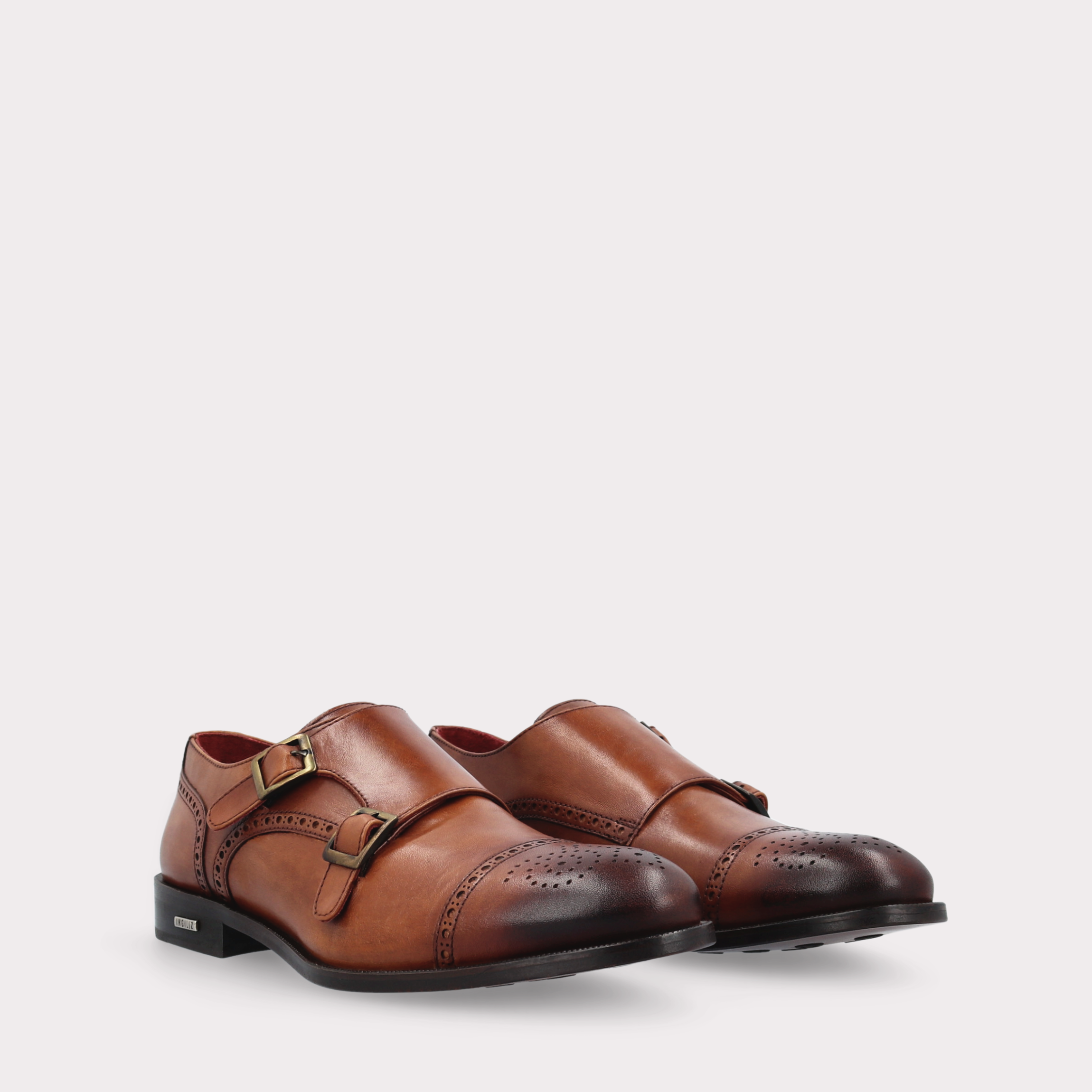 TRENTO 01 brown leather monk strap shoes