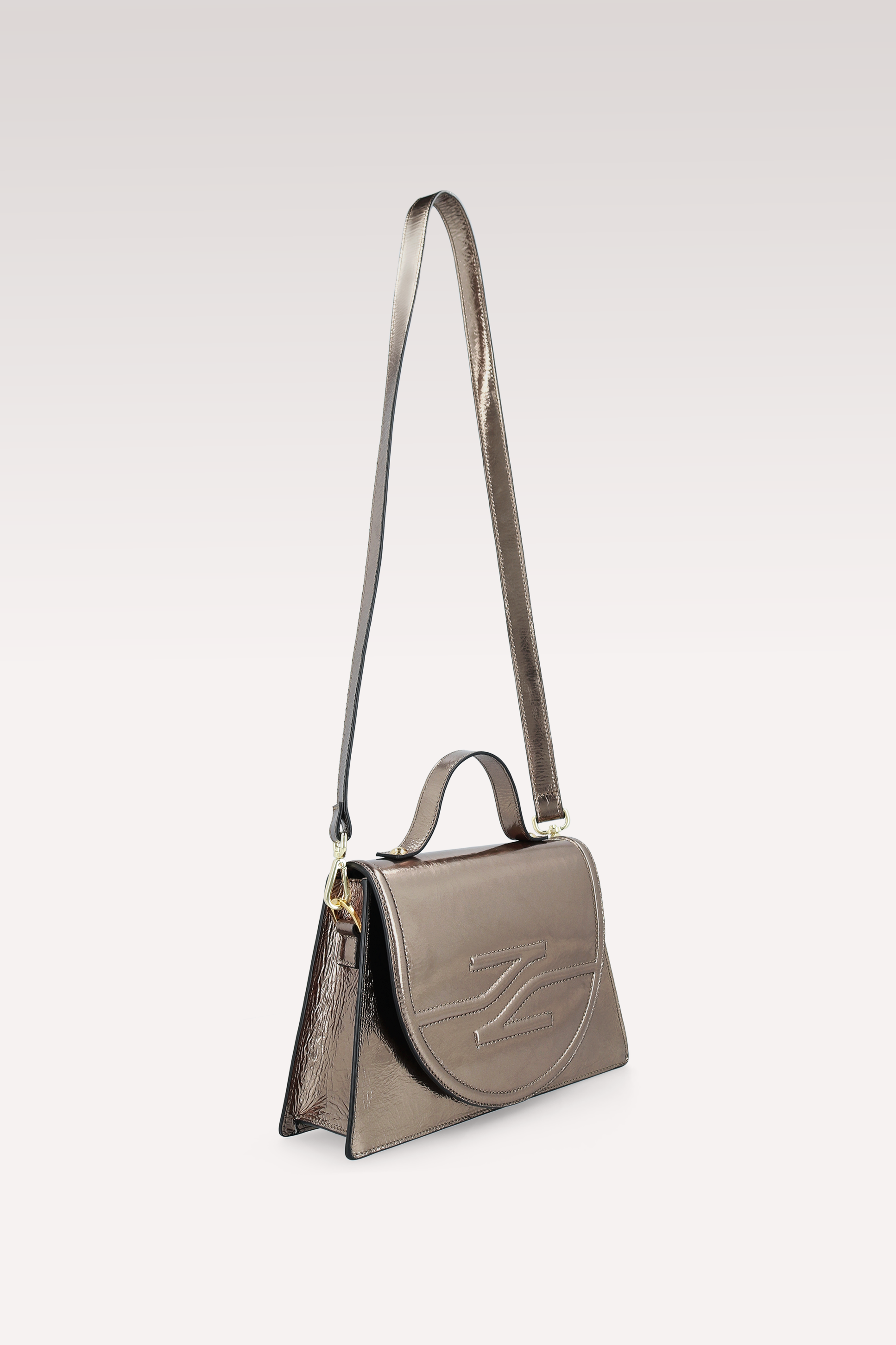 COLETTE BRASS METALLIC WRINKLED LEATHER CROSSBODY BAG