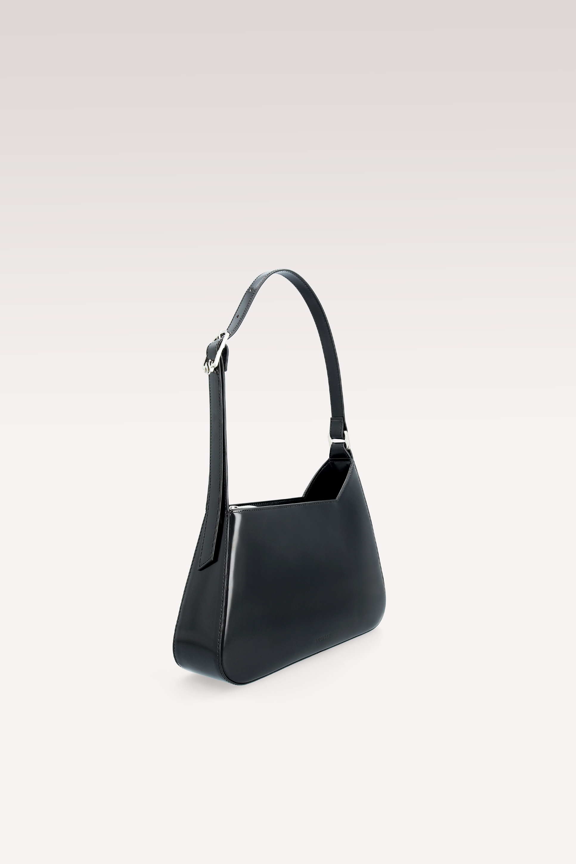 VESPER MOCHA MOUSSE AND BLACK LEATHER PUMPS AND DALIA BLACK SEMI PATENT LEATHER SHOULDER BAG