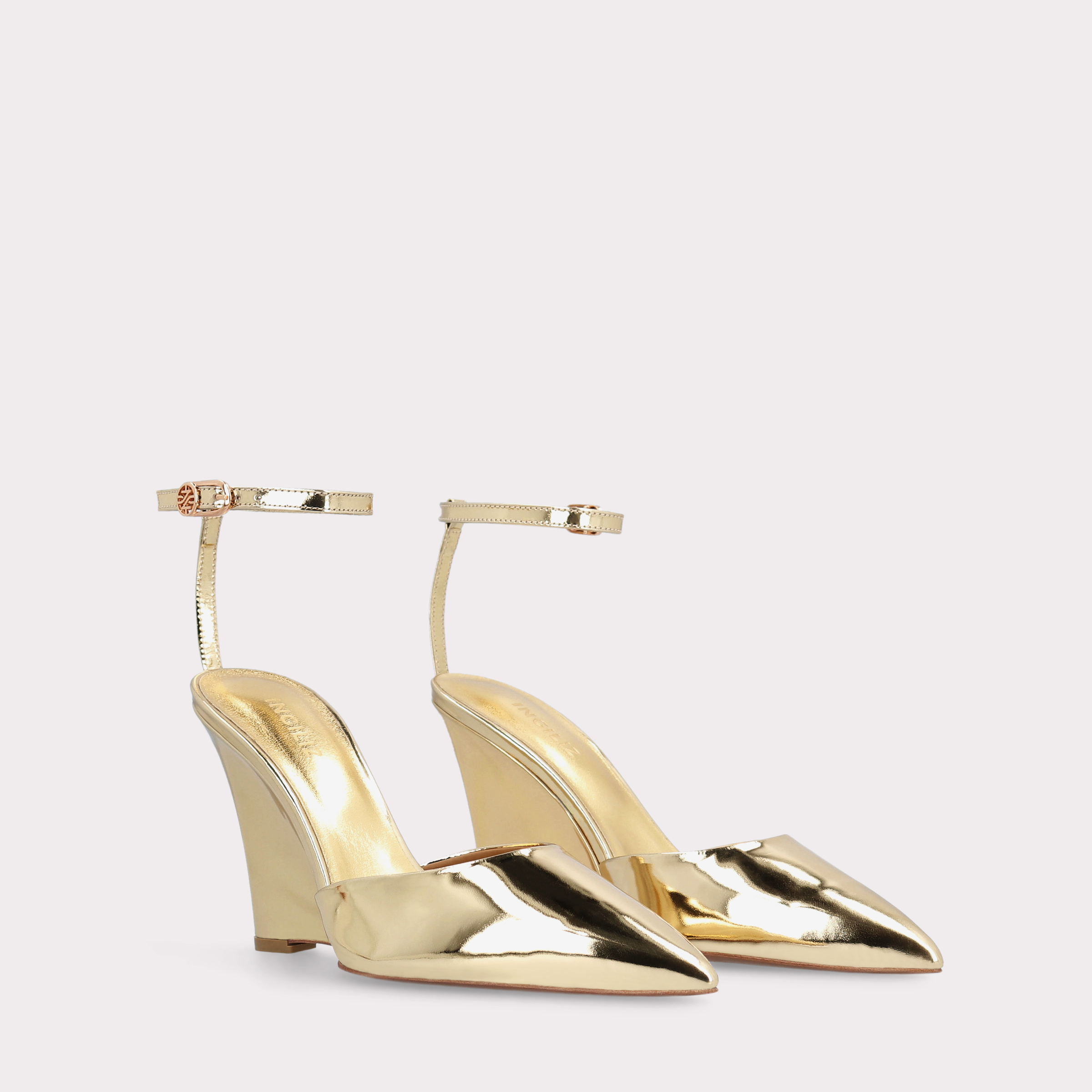 MONA 03 GOLD MIRROR LEATHER SANDALS