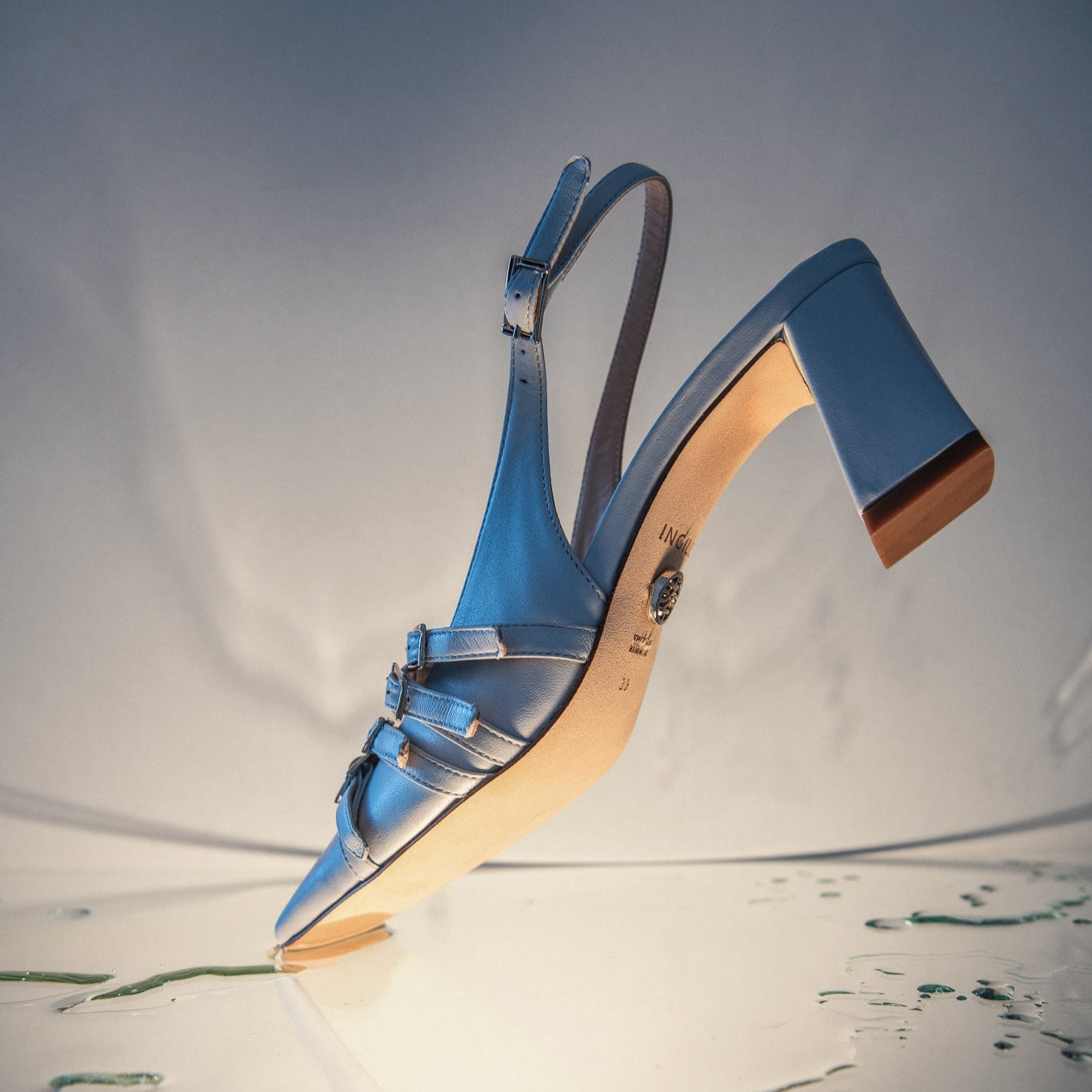 GEORGIA SKY BLUE LEATHER SLINGBACK