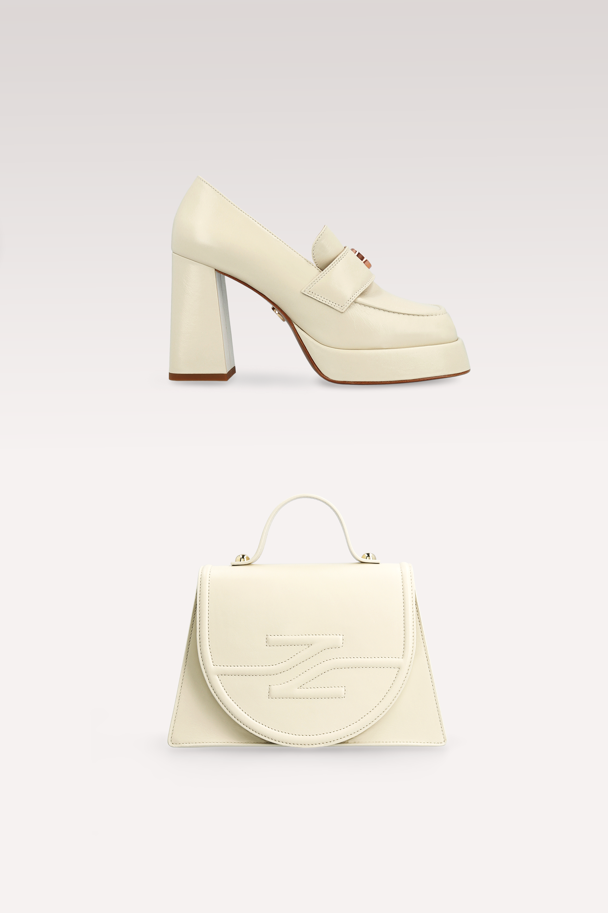 CINDY MOK 02 TOFU NAPPA LEATHER PLATFORM PUMPS AND COLETTE CROSSBODY BAG