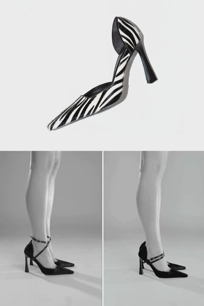 VERTEX BROWN TIGER PRINT HAIR LEATHER PUMPS