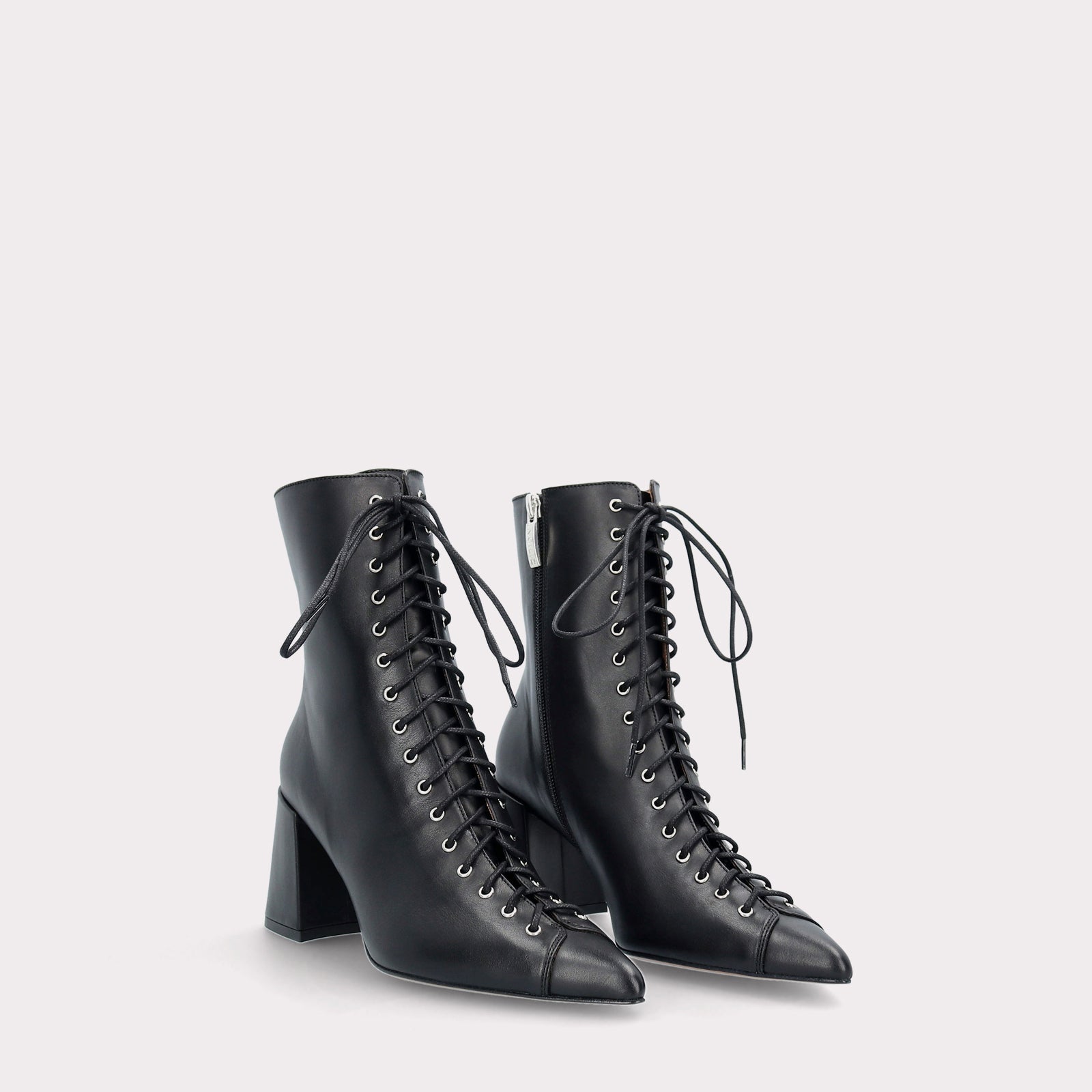 JOLIE 01 BLACK LEATHER ANKLE BOOTS