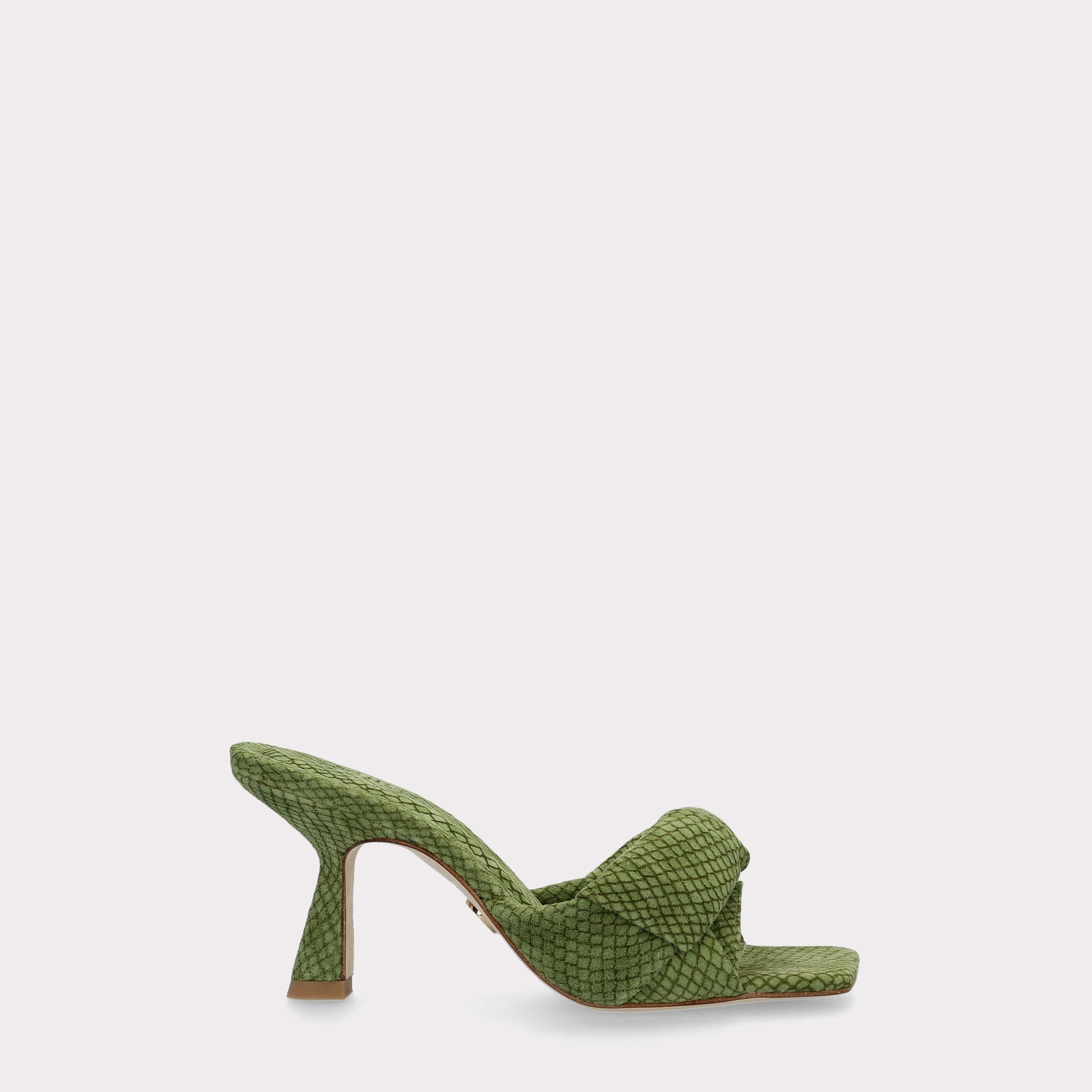 TEXTURED LEATHER MULES NIA OLIVE GREEN