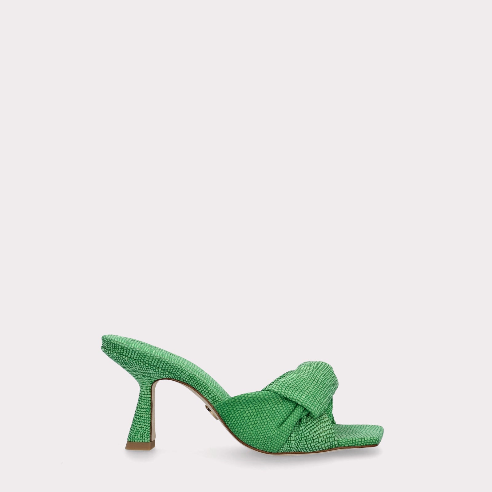 NIA GREEN LIZZARD EMBOSSED SUEDE LEATHER MULES