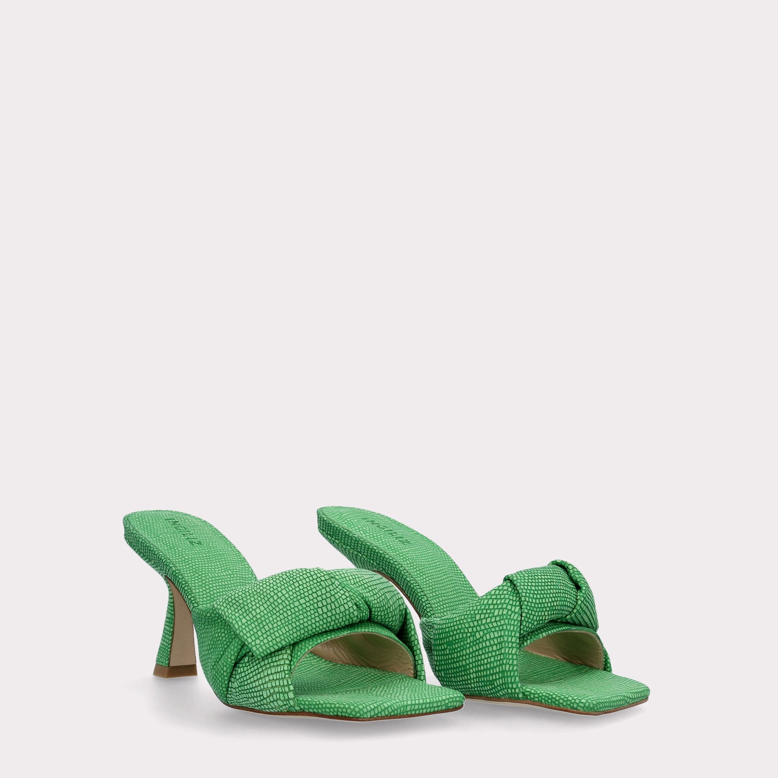 TEXTURED LEATHER MULES NIA GREEN