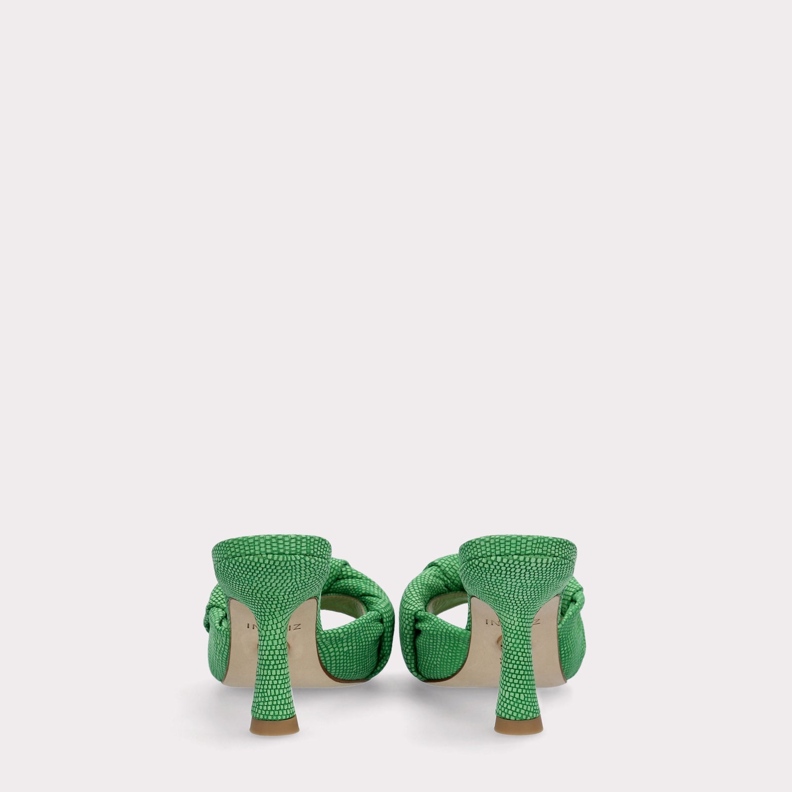 NIA GREEN LIZZARD EMBOSSED SUEDE LEATHER MULES