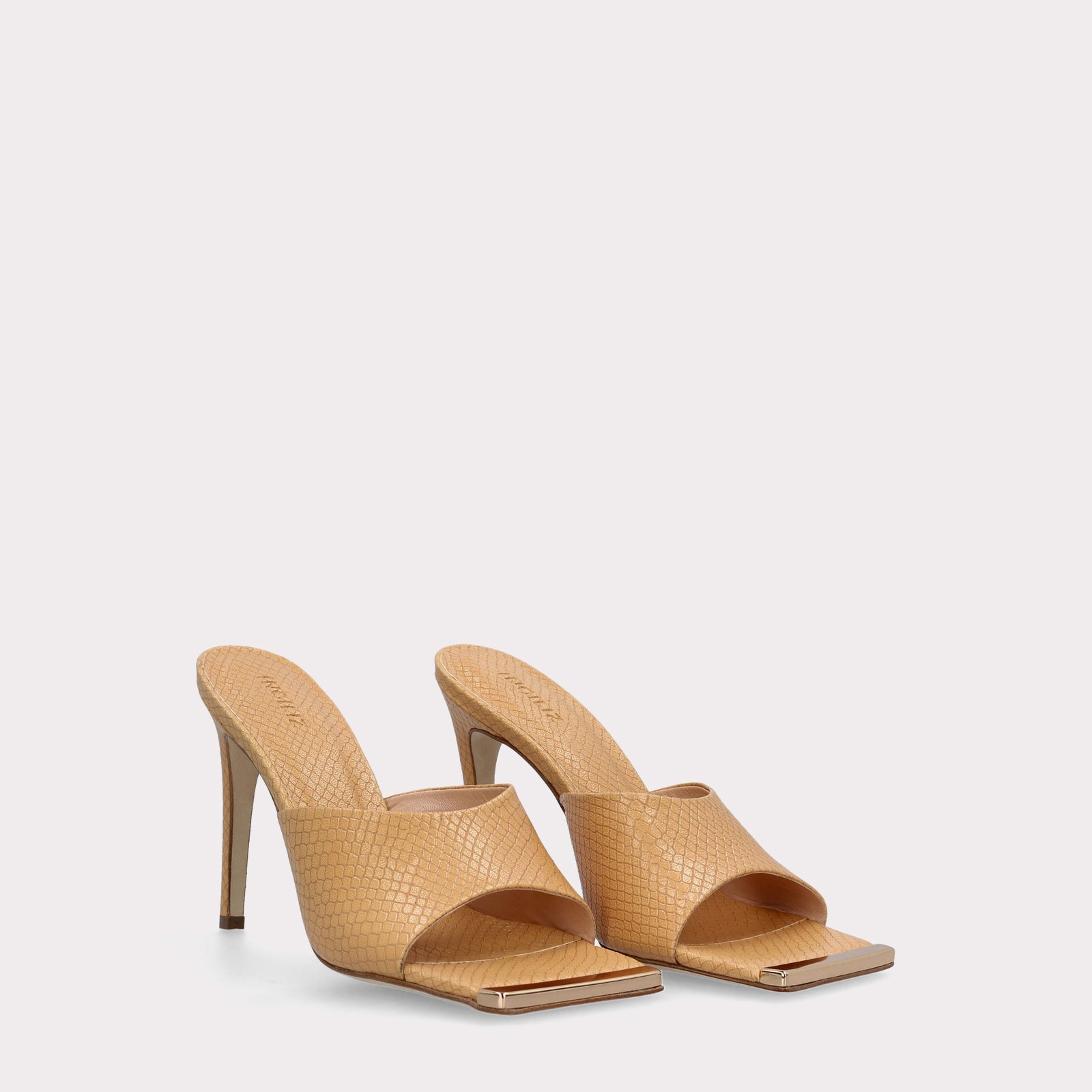 TEXTURED LEATHER MULES KALINA YELLOW