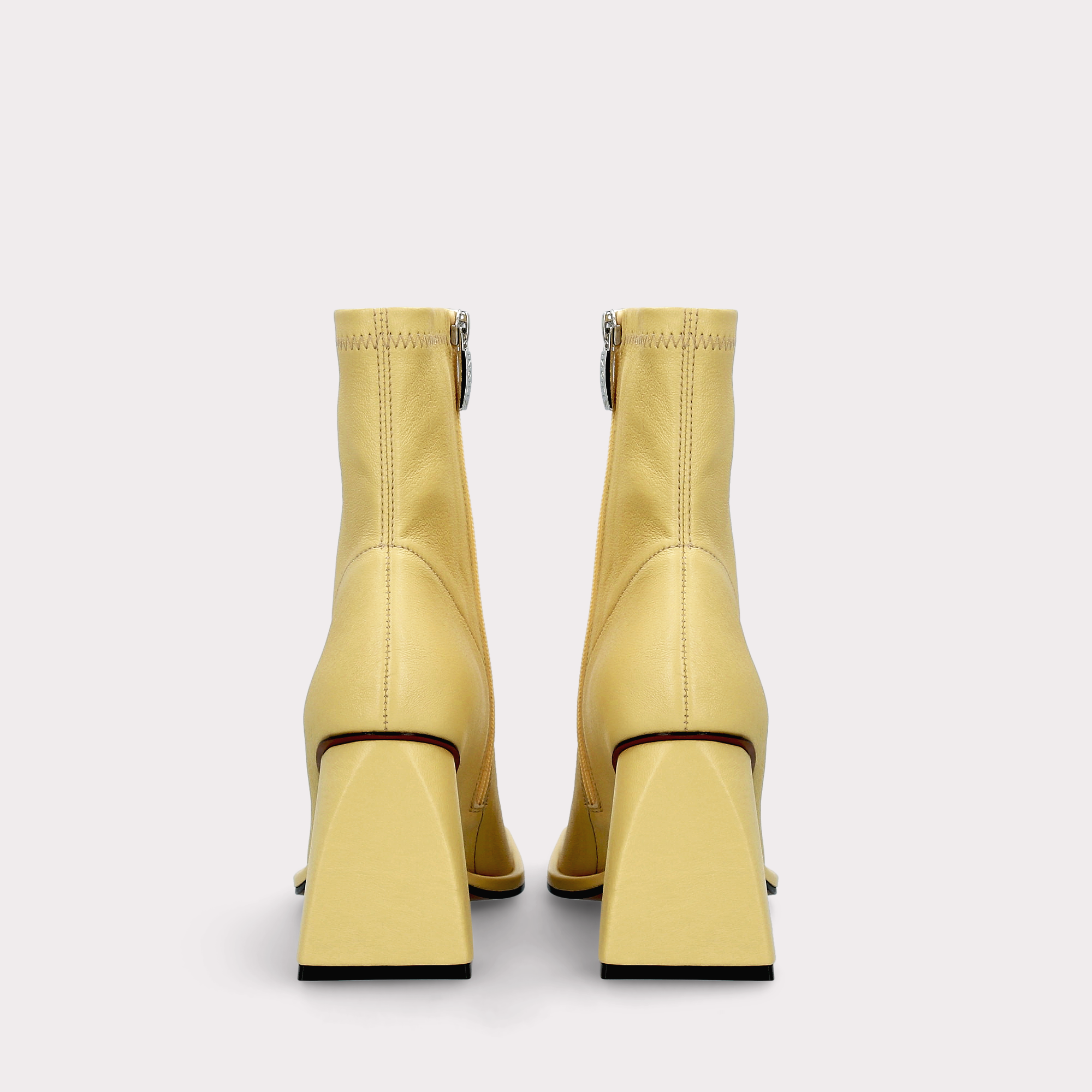 BRENTA 01 PASTEL YELLOW STRETCH LEATHER ANKLE BOOTS