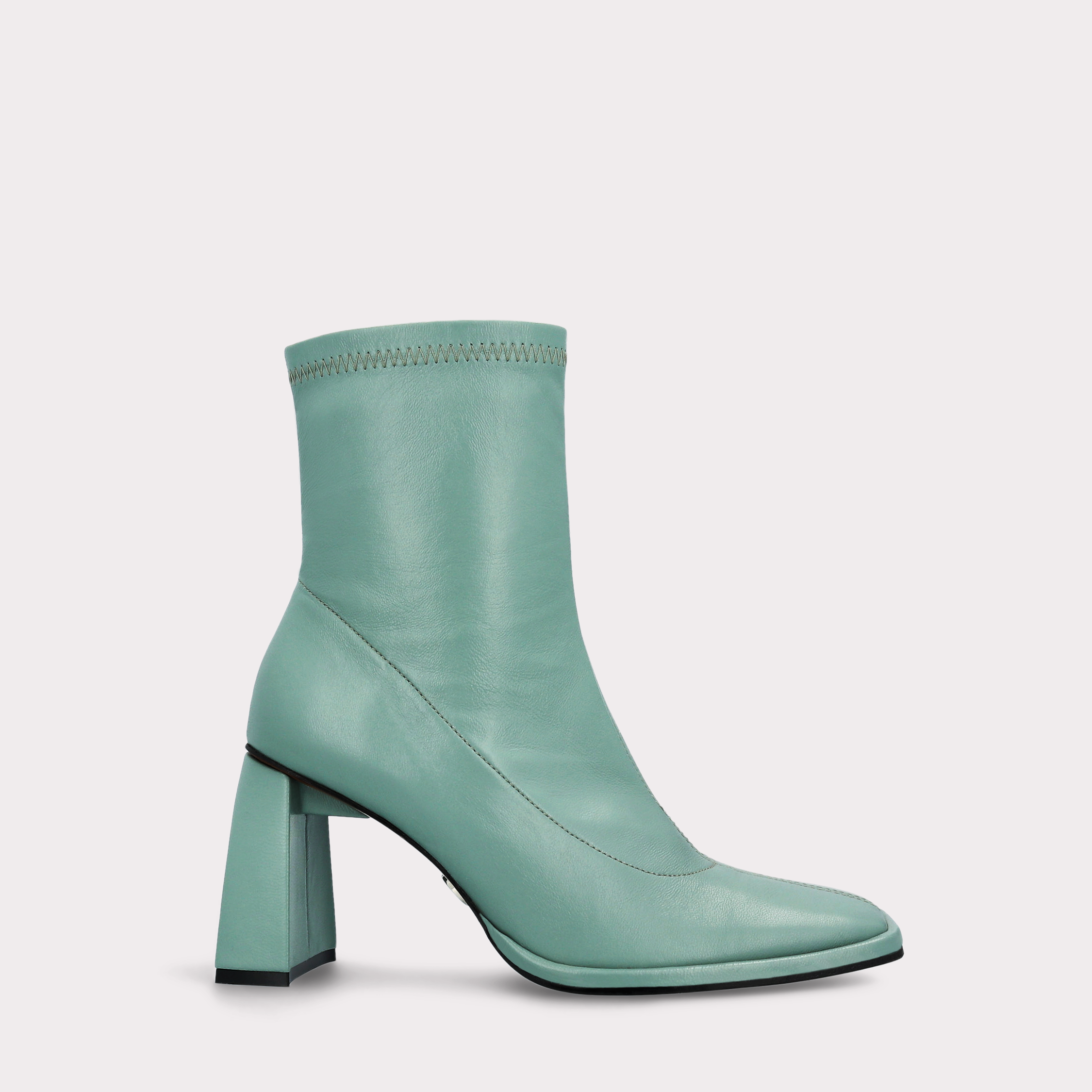 BRENTA 01 GREEN STRETCH LEATHER ANKLE BOOTS