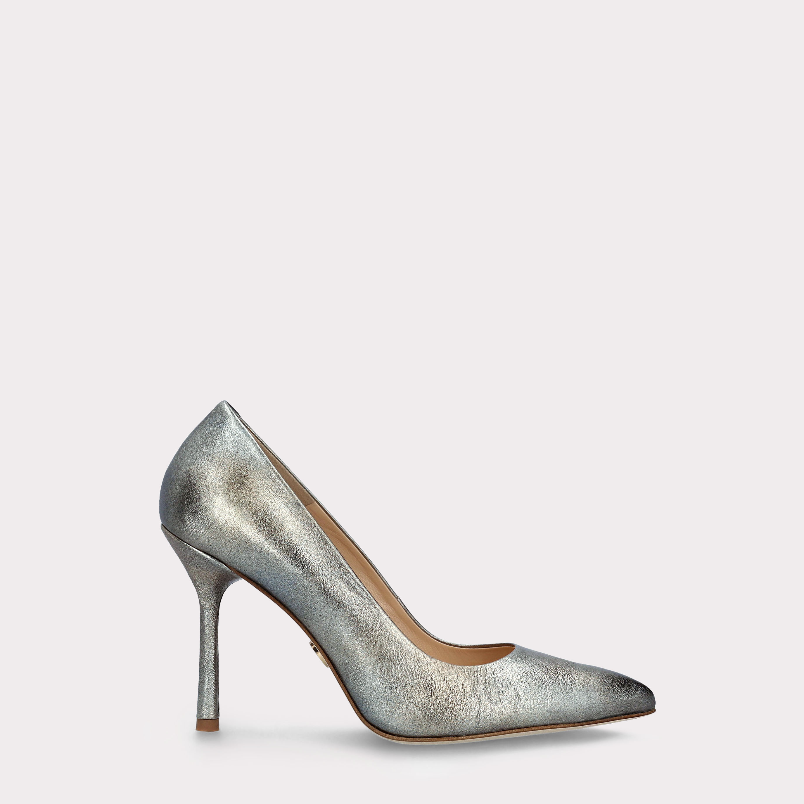 ABA 05 GREY LEATHER PUMPS