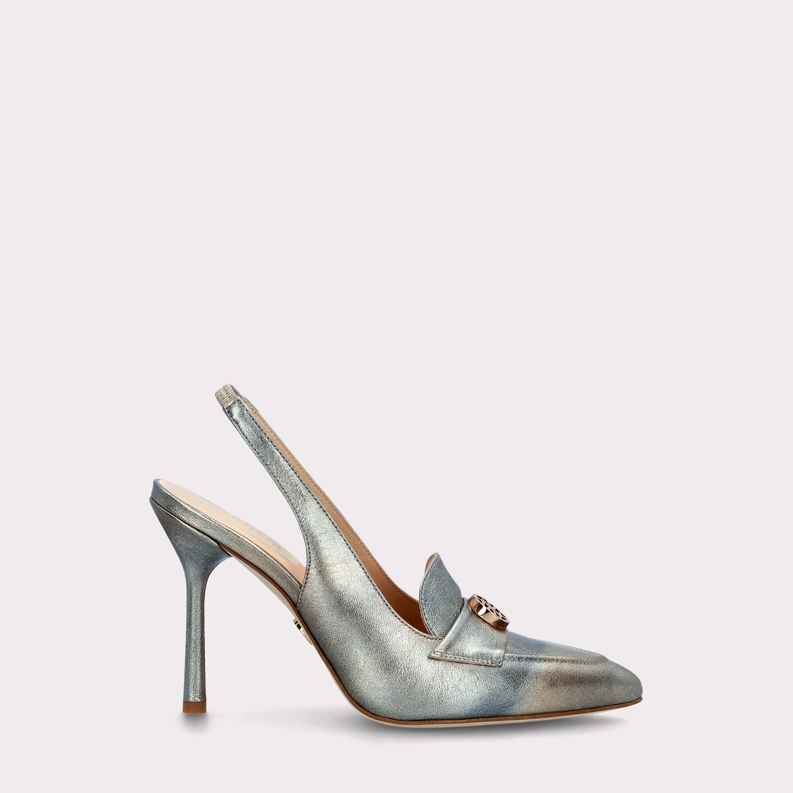 ABA 15 GREY LEATHER PUMPS