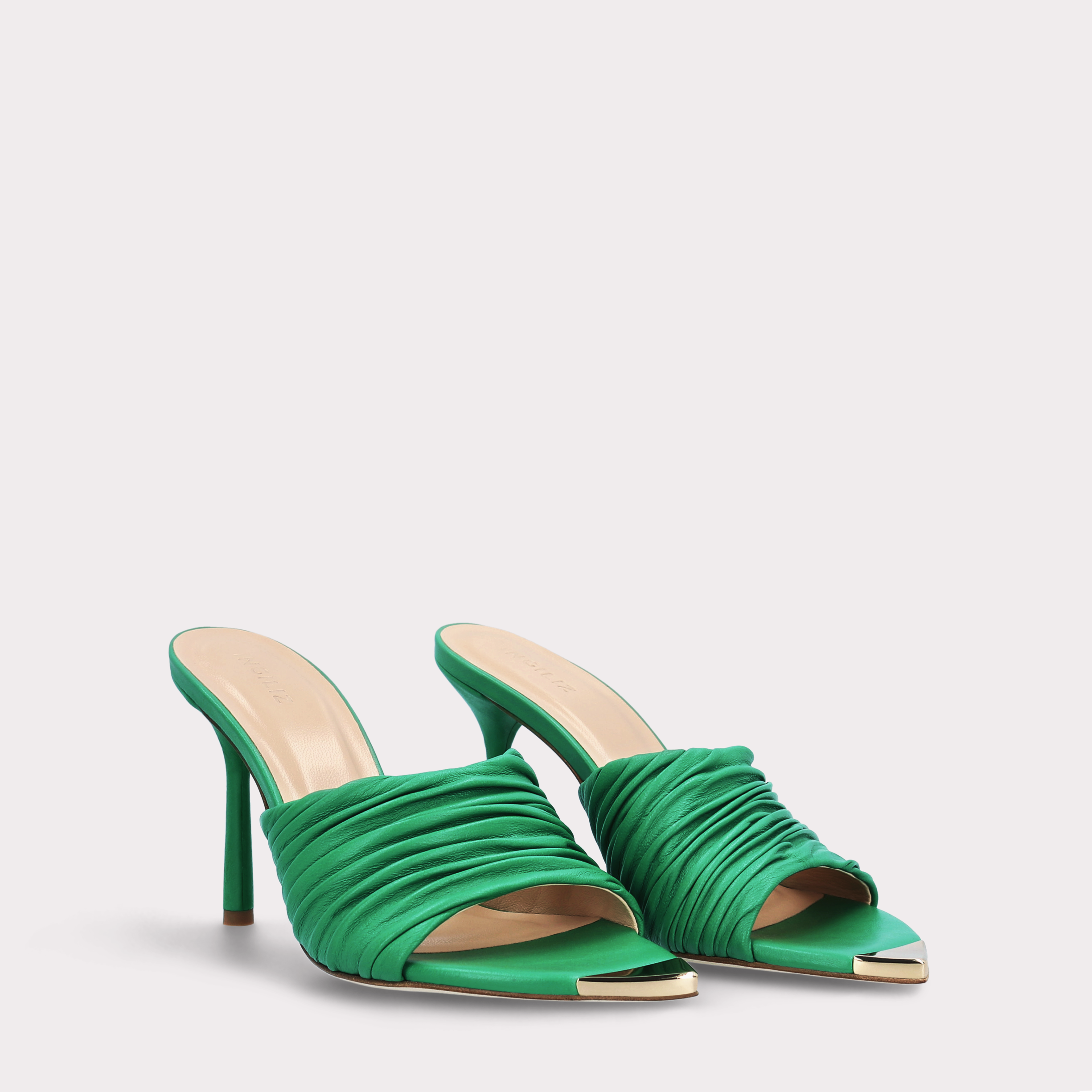 ANNY 03 GREEN LEATHER SANDALS